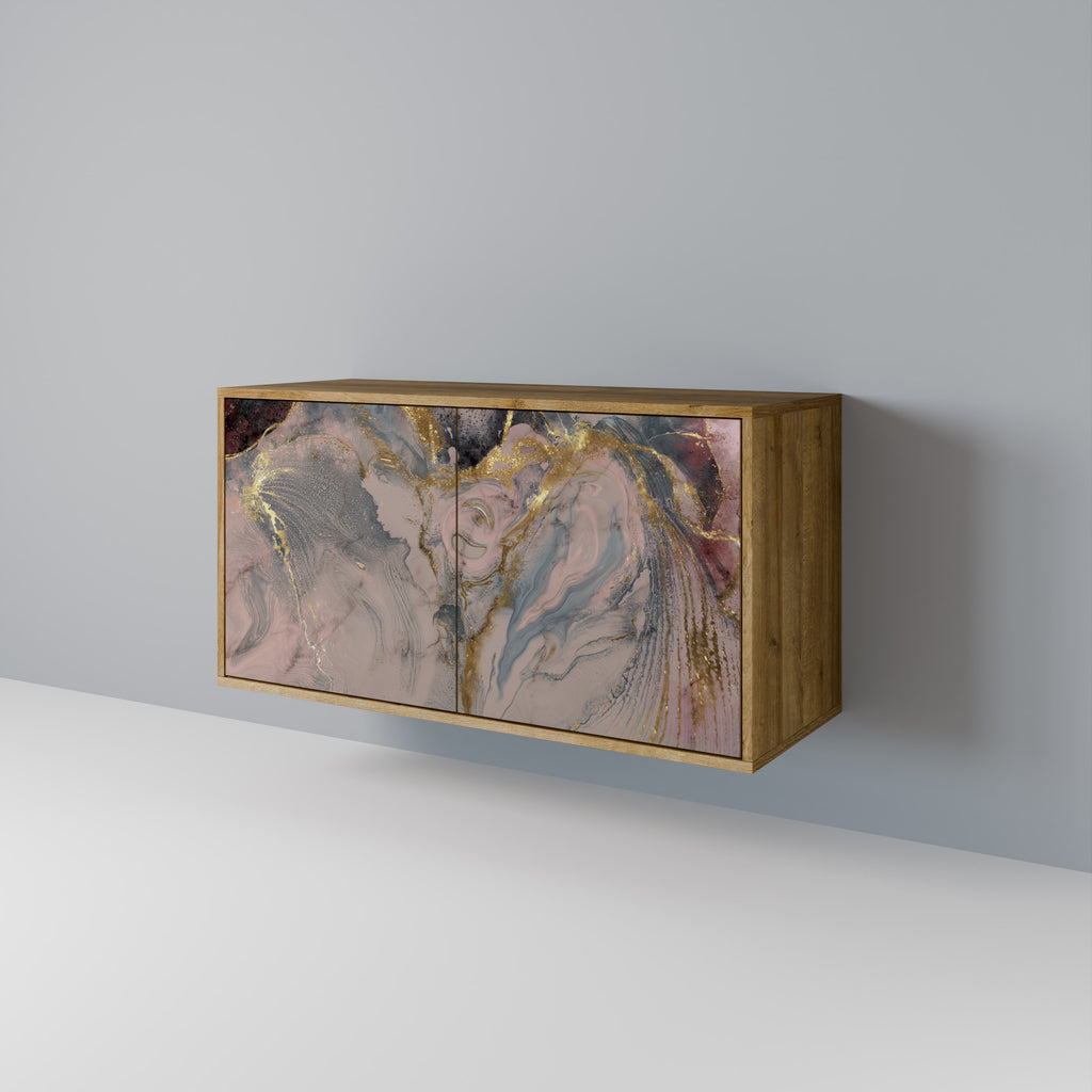 Aparador de 2 puertas GILDED SWIRLS con efecto roble