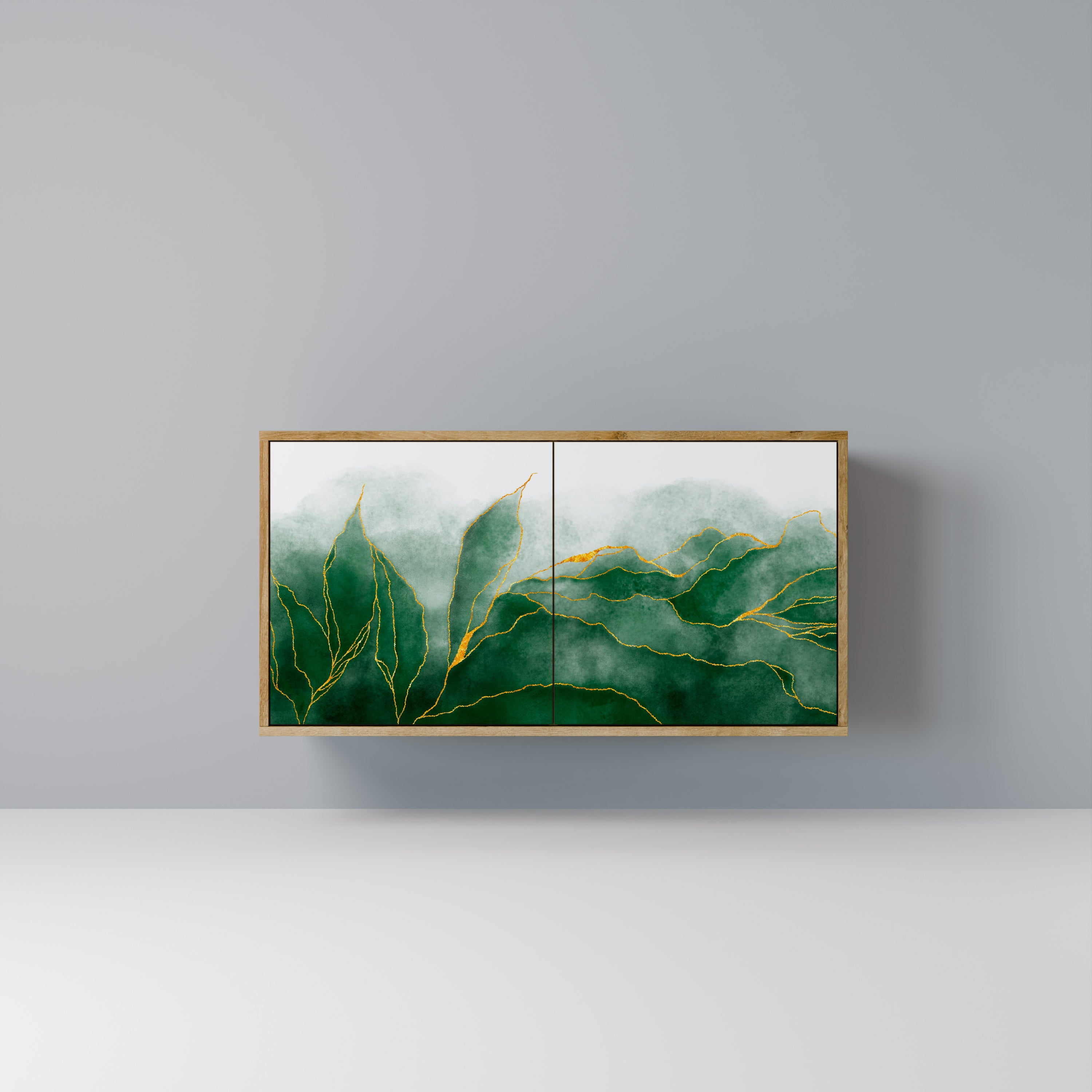 Aparador de 2 puertas EXPENSIVE NATURE con efecto roble