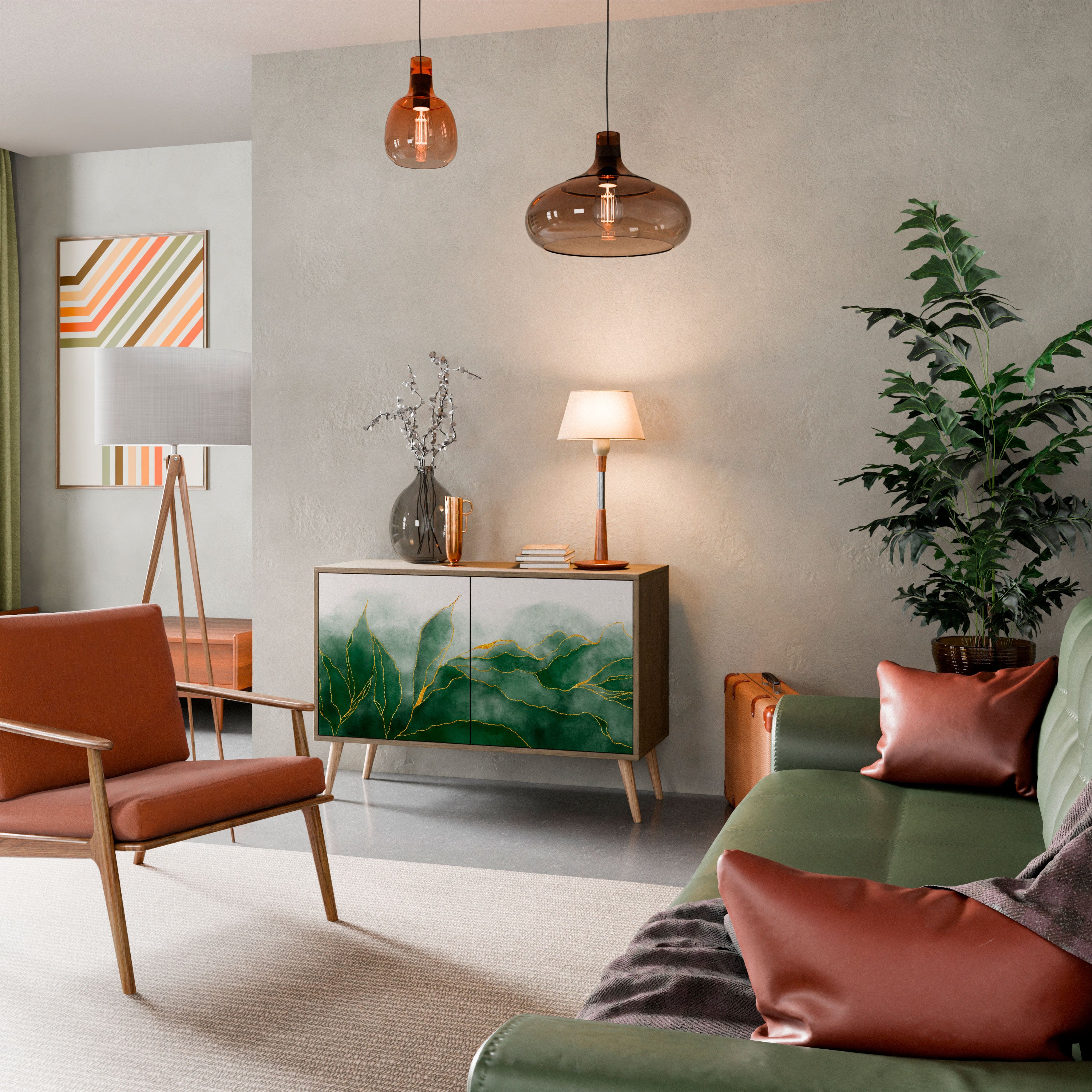 Aparador de 2 puertas EXPENSIVE NATURE con efecto roble