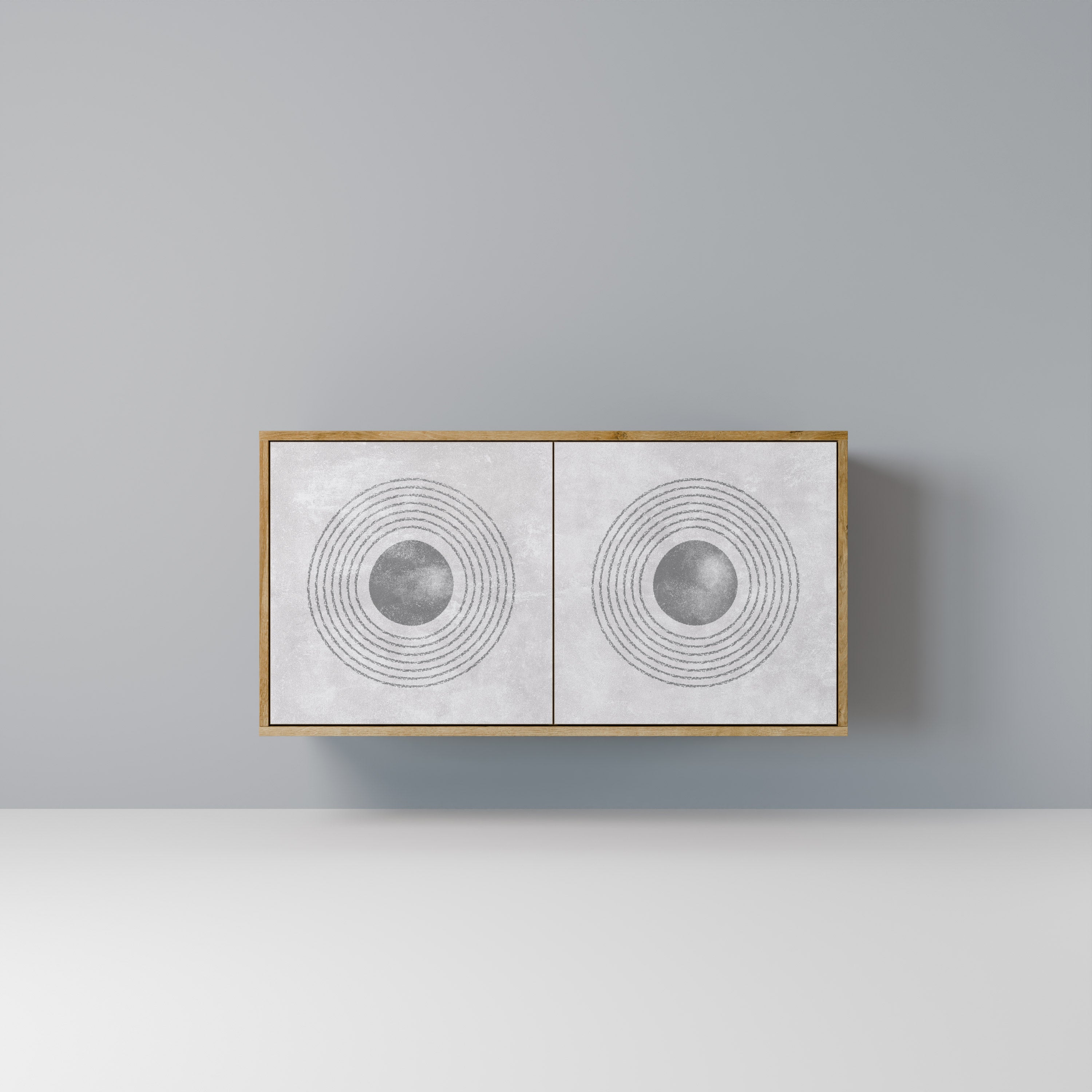 Aparador de 2 puertas SOLID CIRCLES con efecto roble