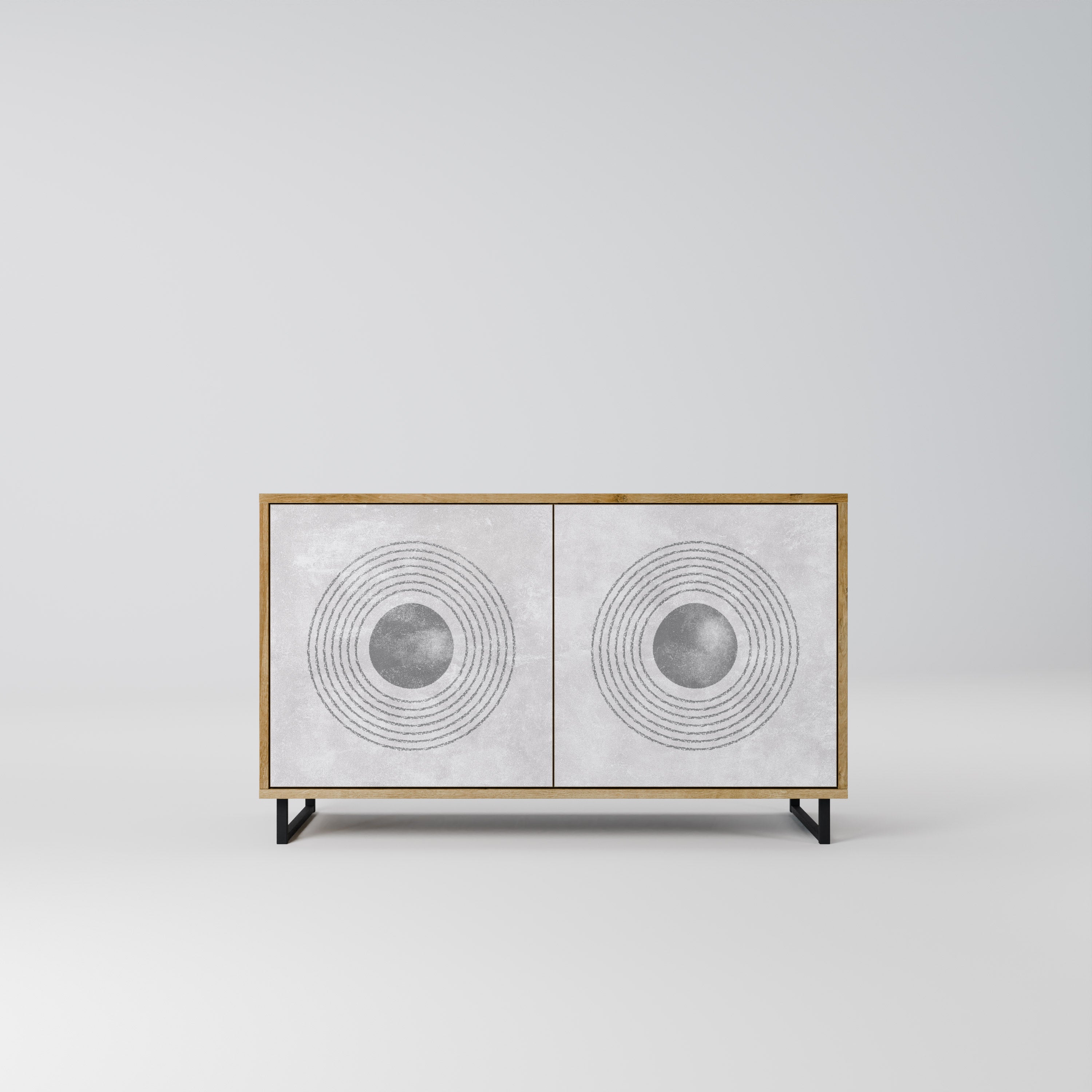 Aparador de 2 puertas SOLID CIRCLES con efecto roble