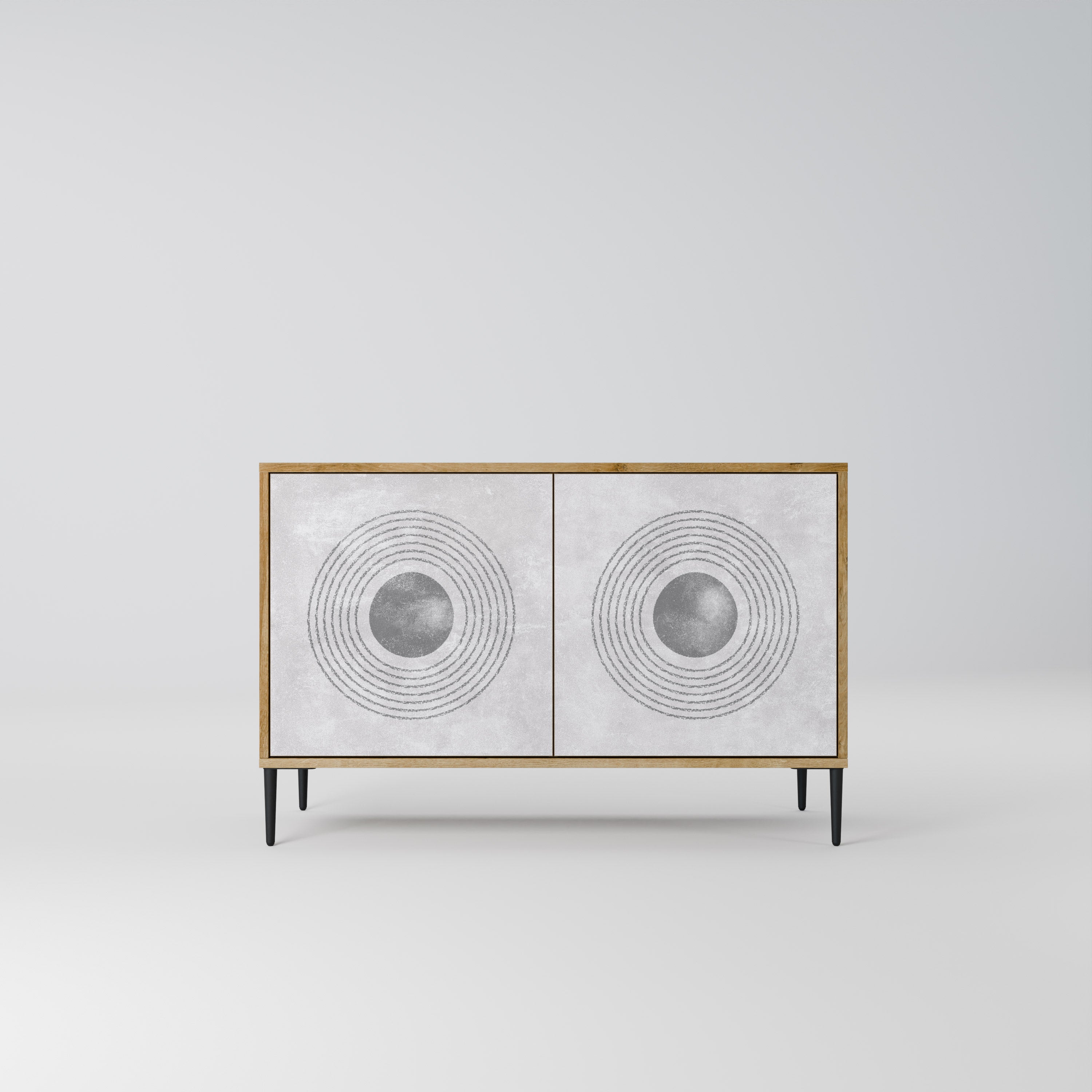 Aparador de 2 puertas SOLID CIRCLES con efecto roble