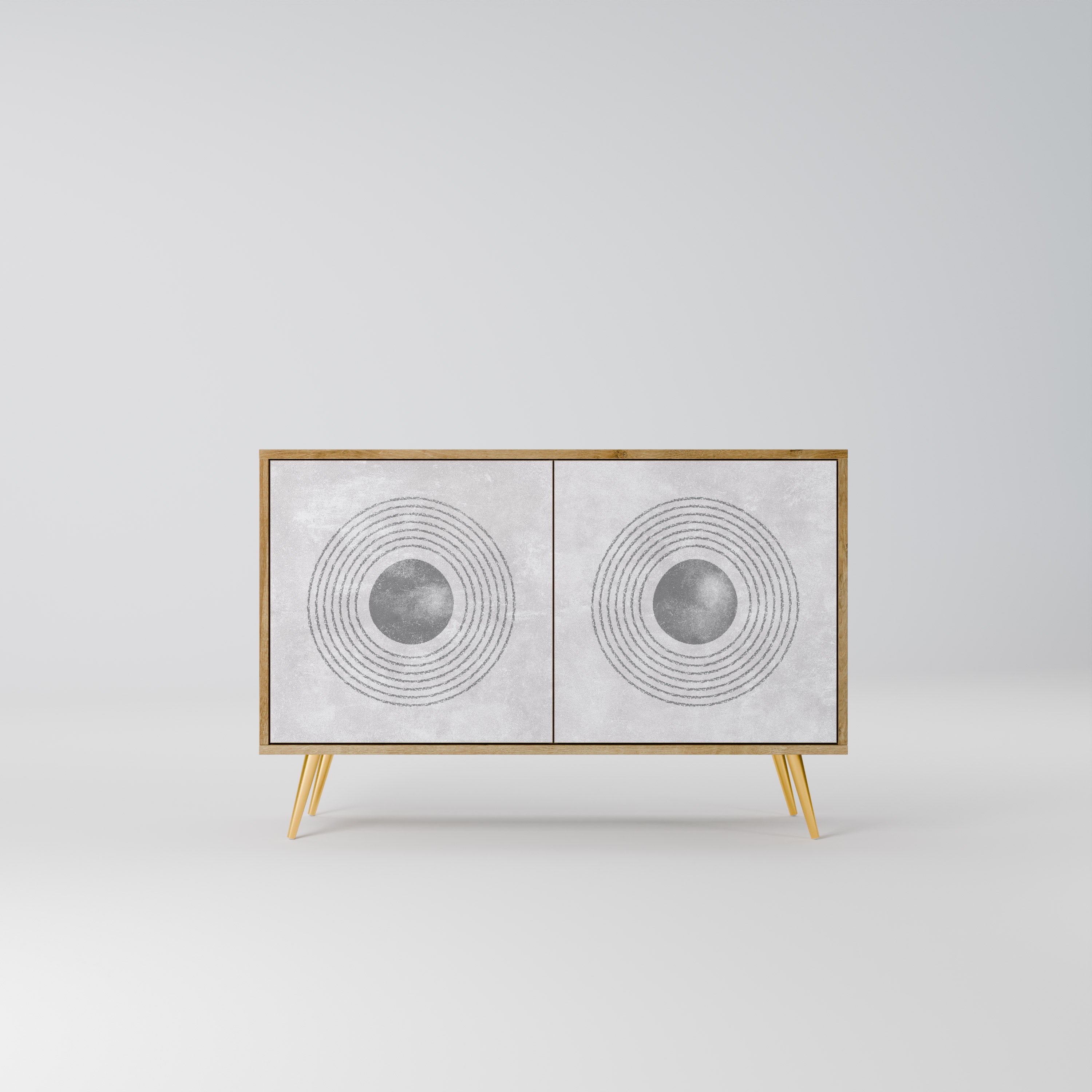 Aparador de 2 puertas SOLID CIRCLES con efecto roble