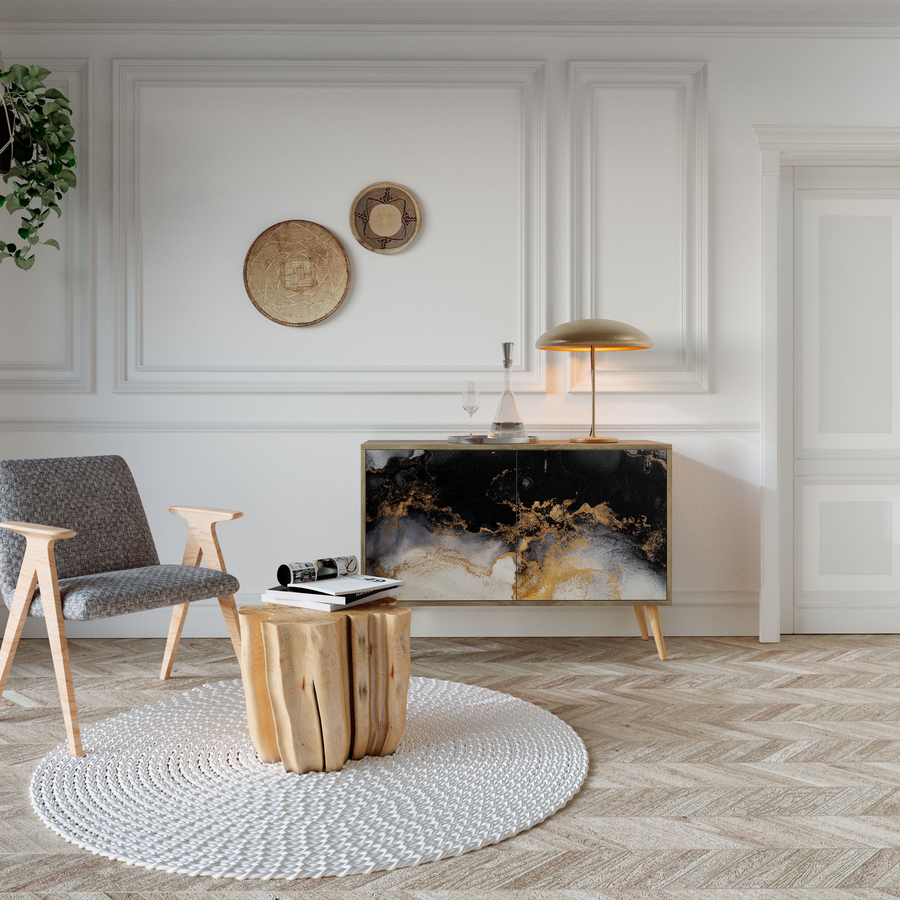 Aparador de 2 puertas MARBLE OF TOMORROW efecto roble