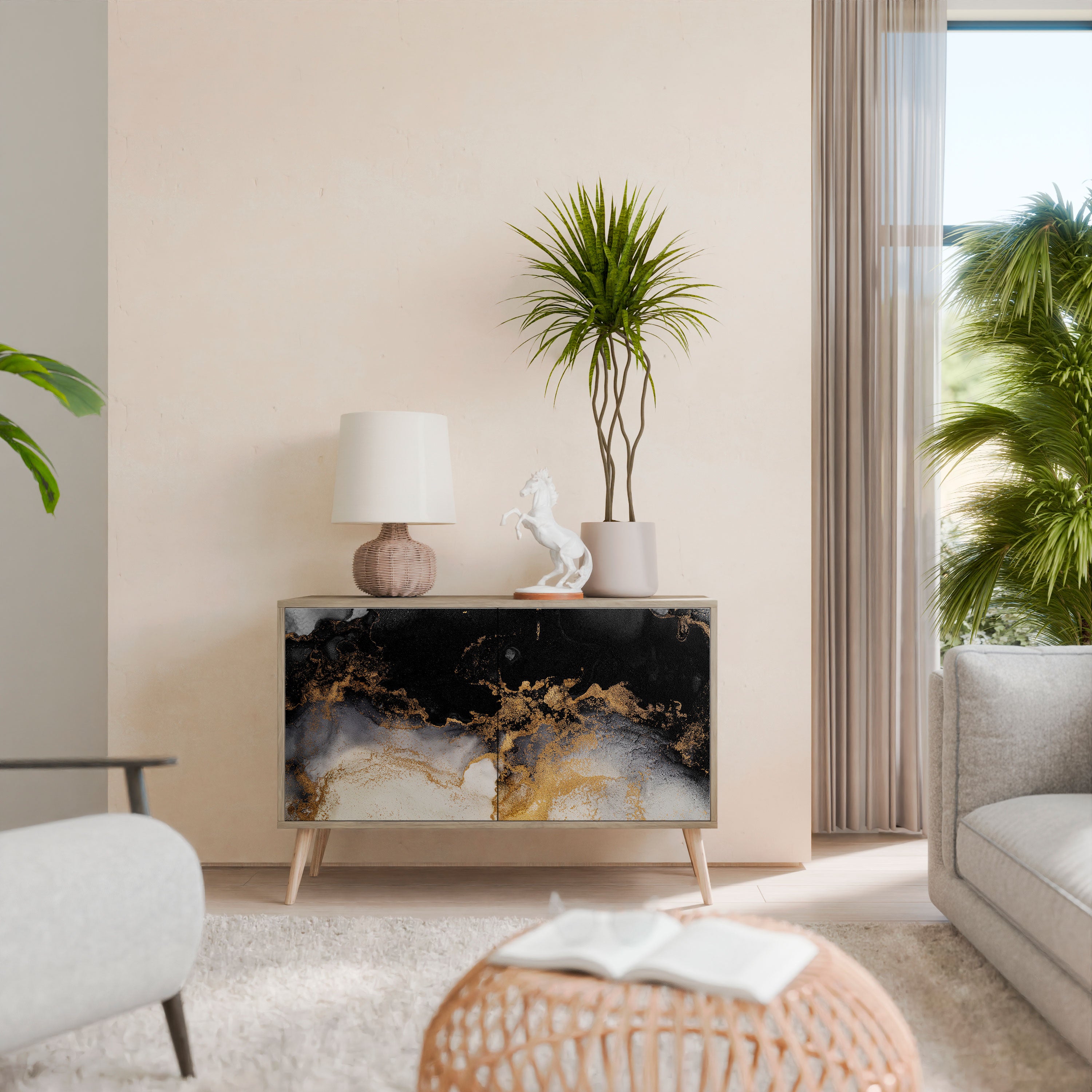 Aparador de 2 puertas MARBLE OF TOMORROW efecto roble