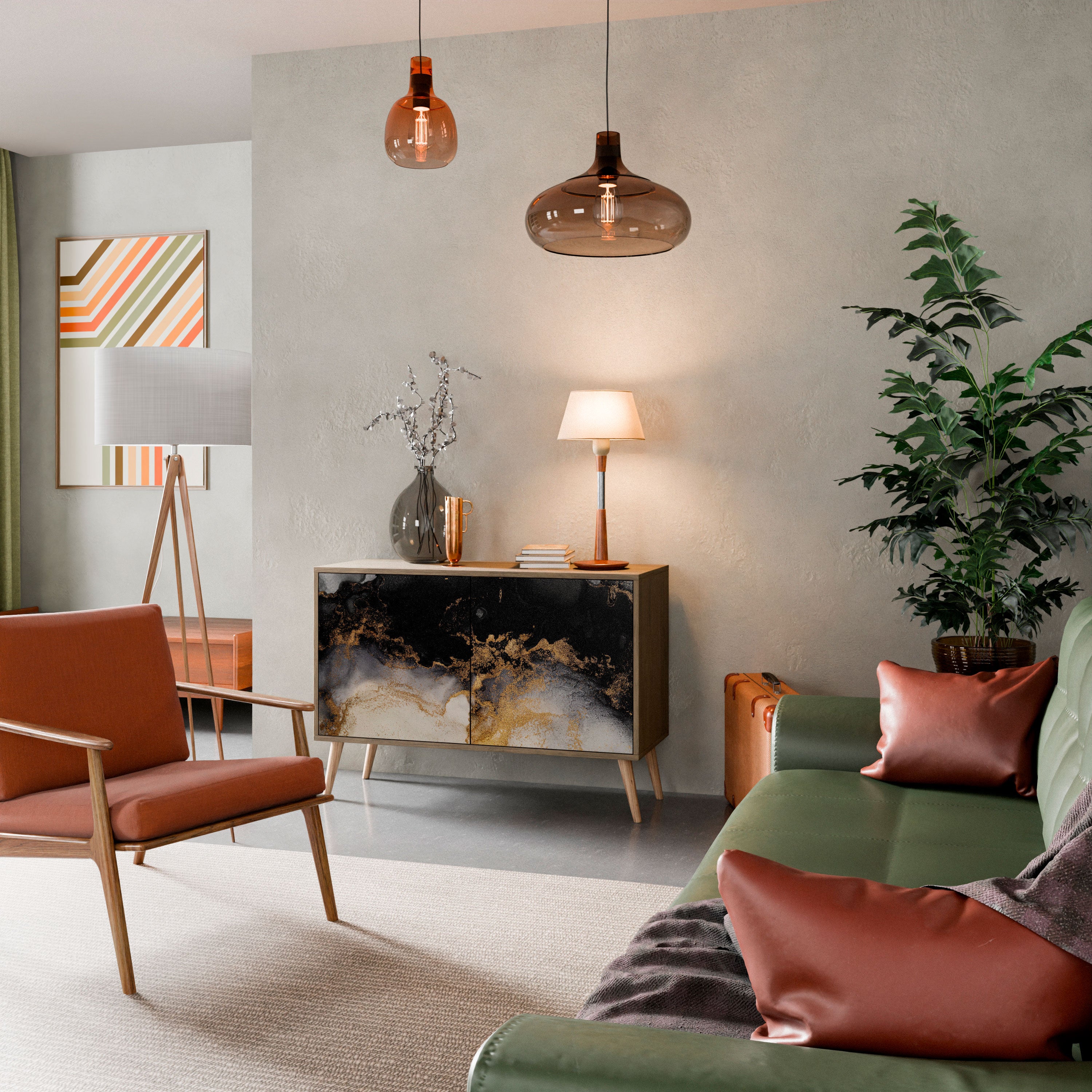 Aparador de 2 puertas MARBLE OF TOMORROW efecto roble