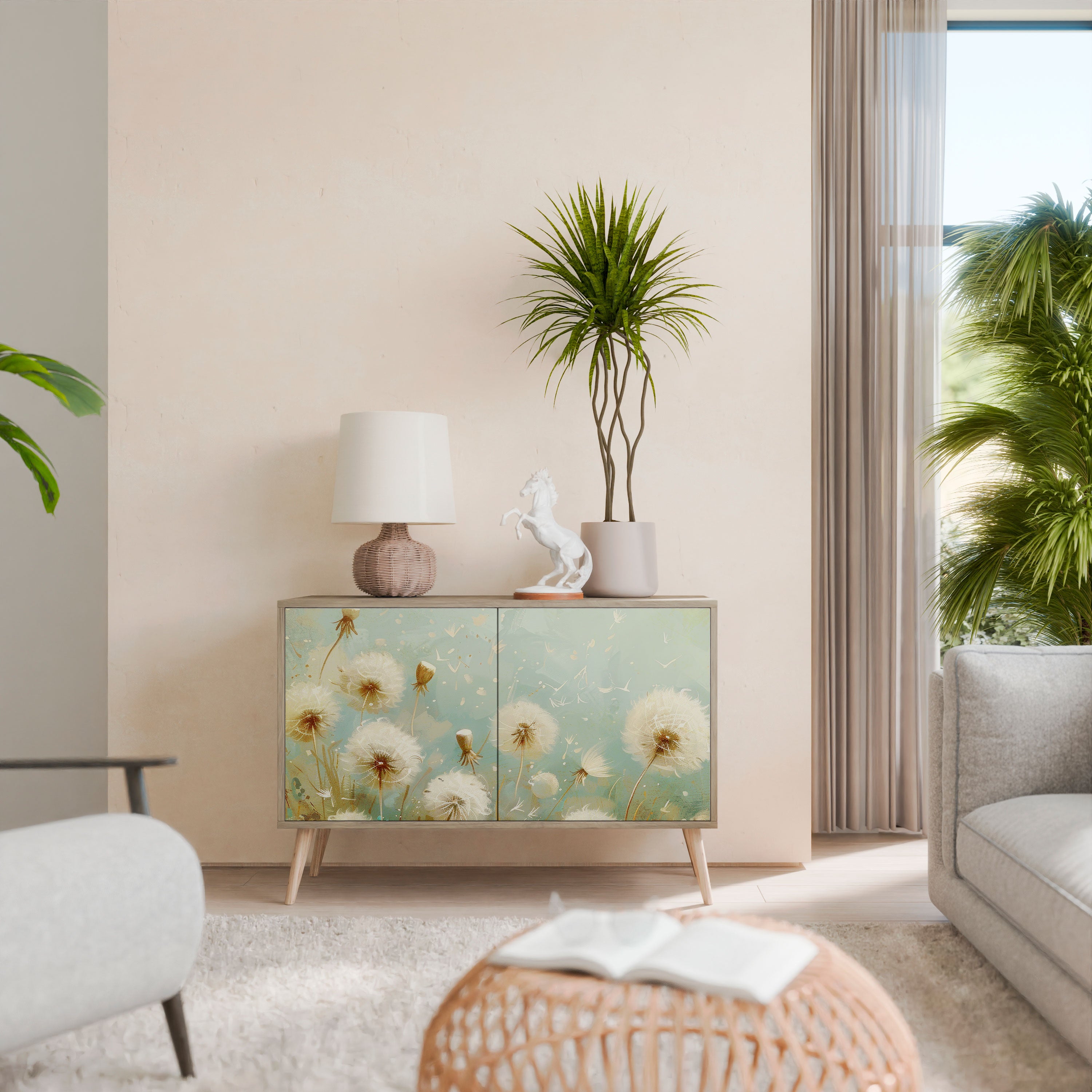 Aparador DREAMY MEADOW de 2 puertas con efecto roble