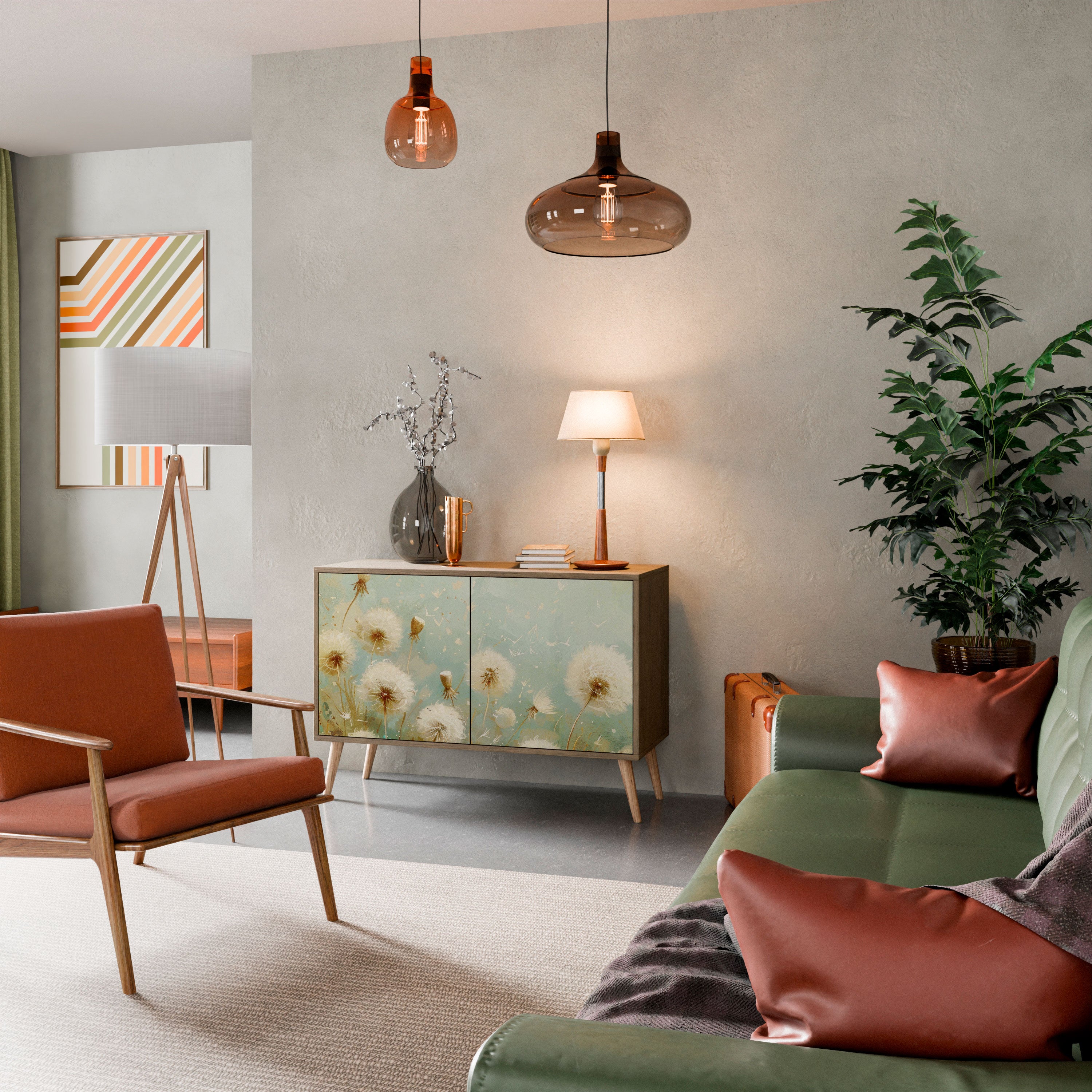 Aparador DREAMY MEADOW de 2 puertas con efecto roble