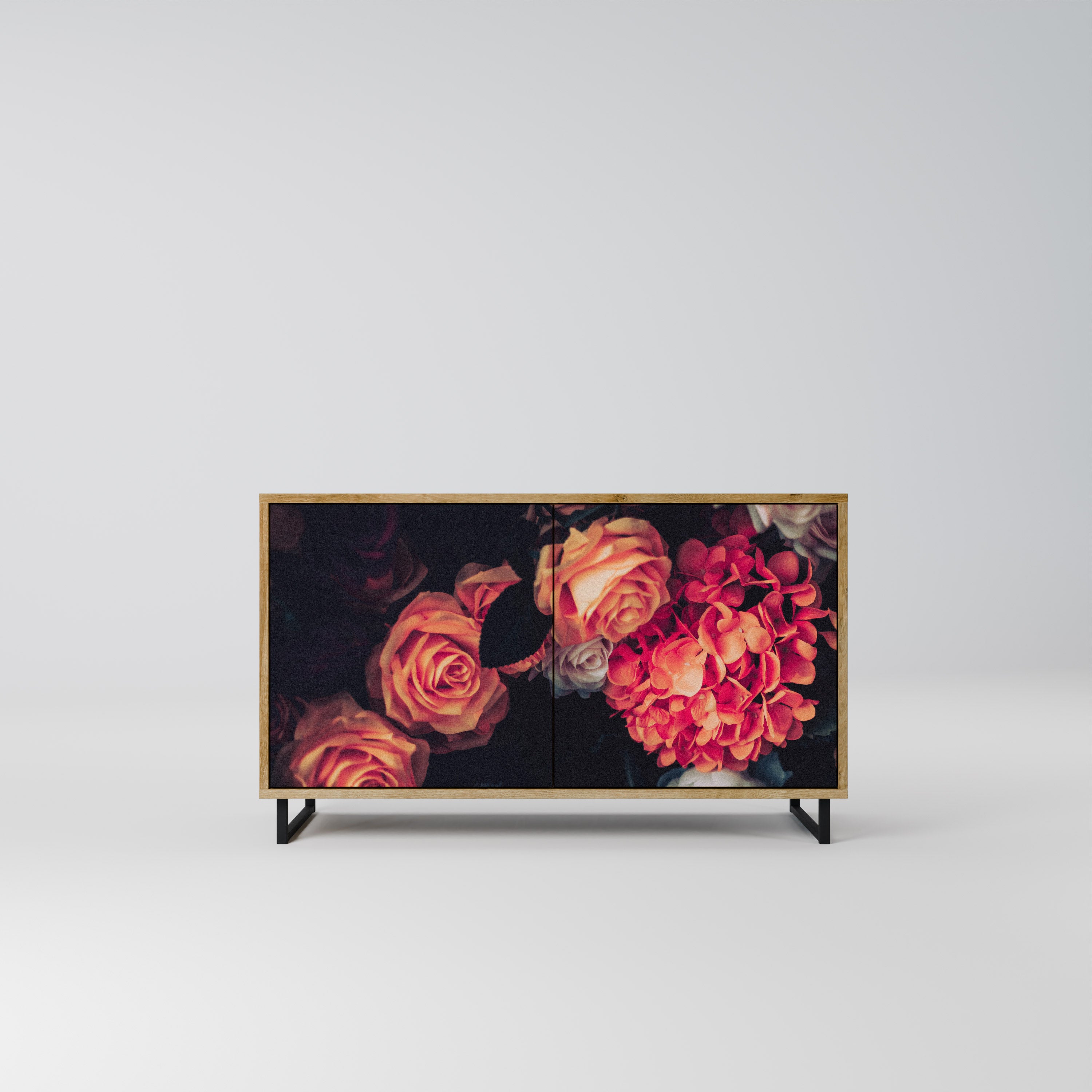 Aparador de 2 puertas NEVERENDING BLOOM con efecto roble