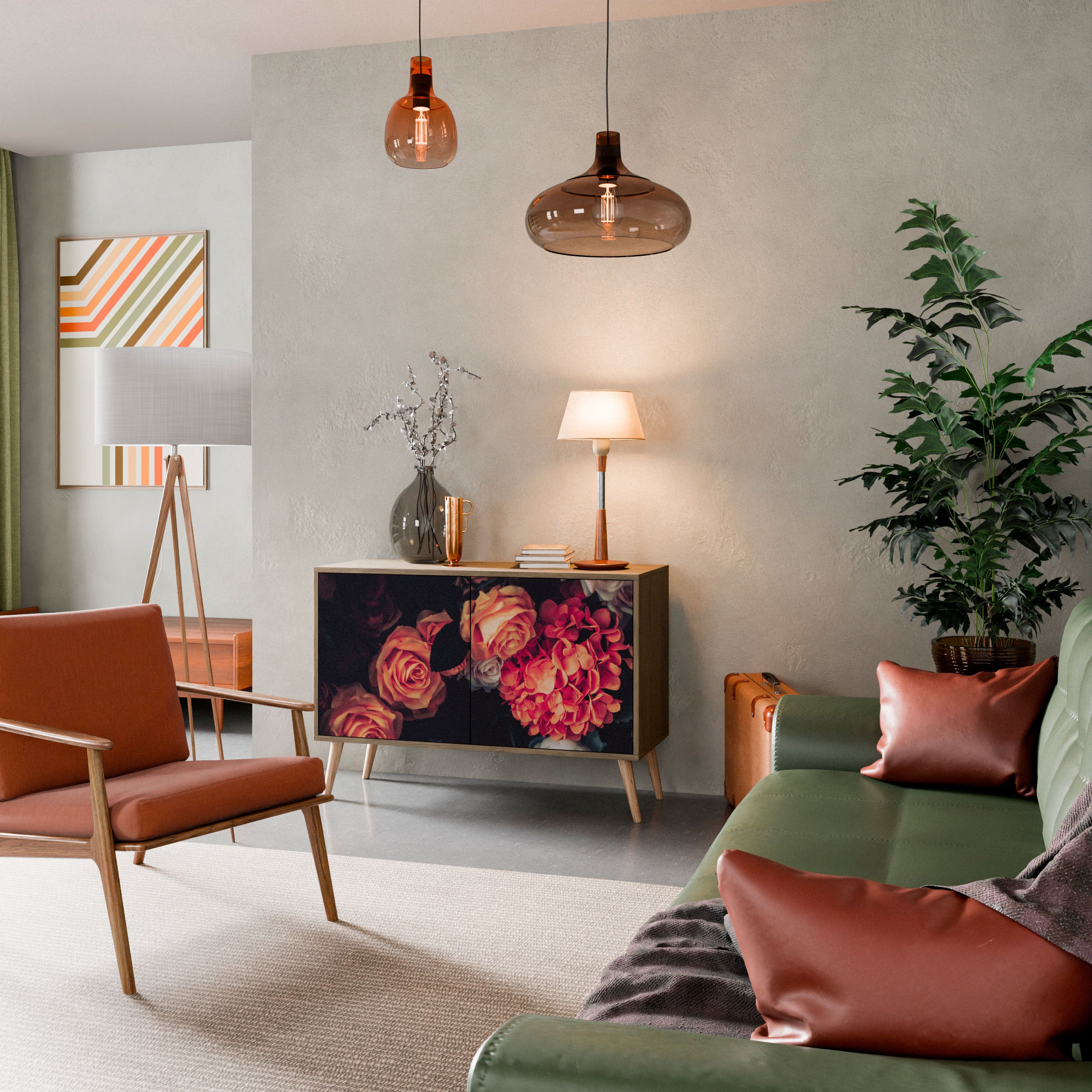 Aparador de 2 puertas NEVERENDING BLOOM con efecto roble