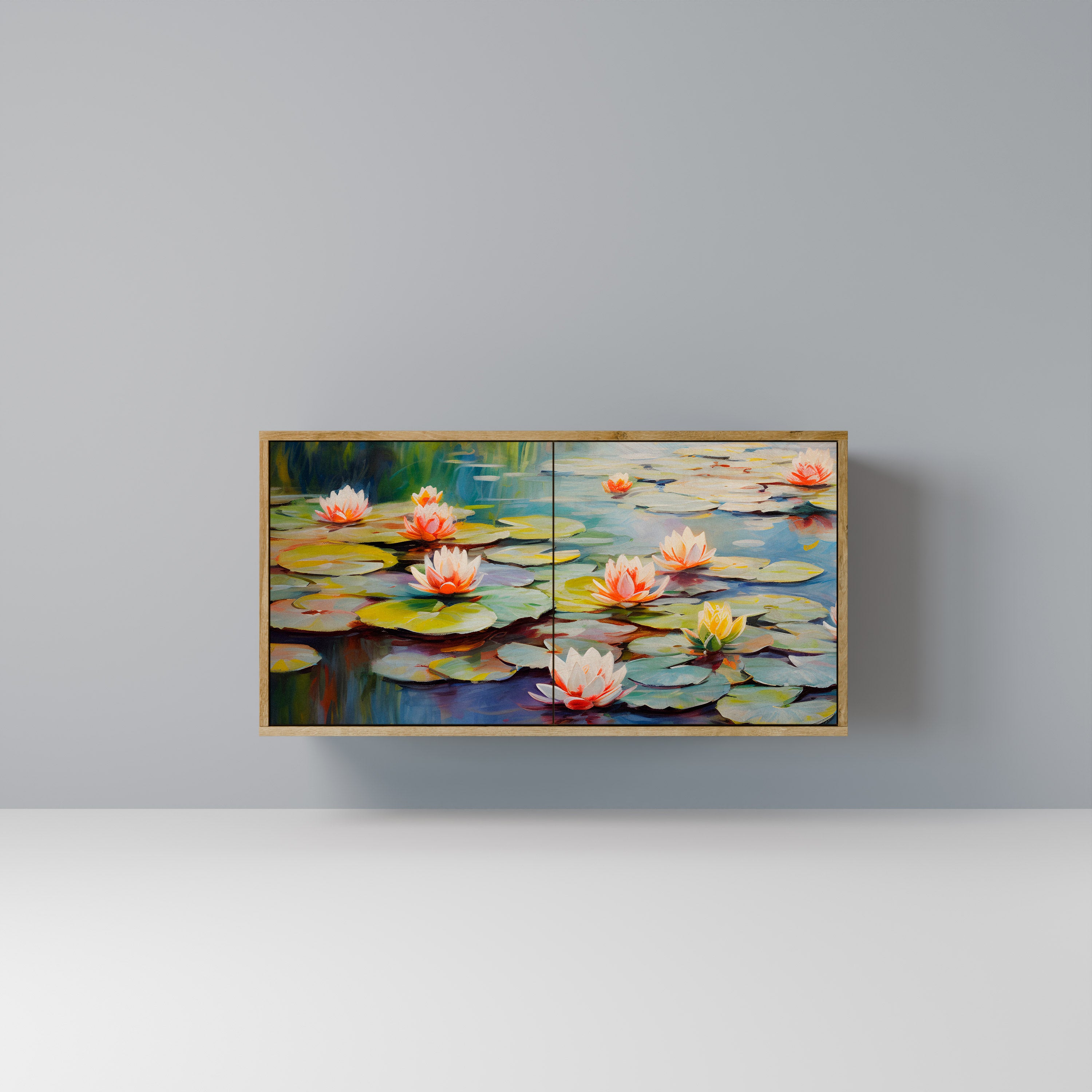 Aparador de 2 puertas BLOOMING WATERS con efecto roble