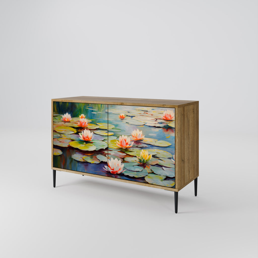 Aparador de 2 puertas BLOOMING WATERS con efecto roble