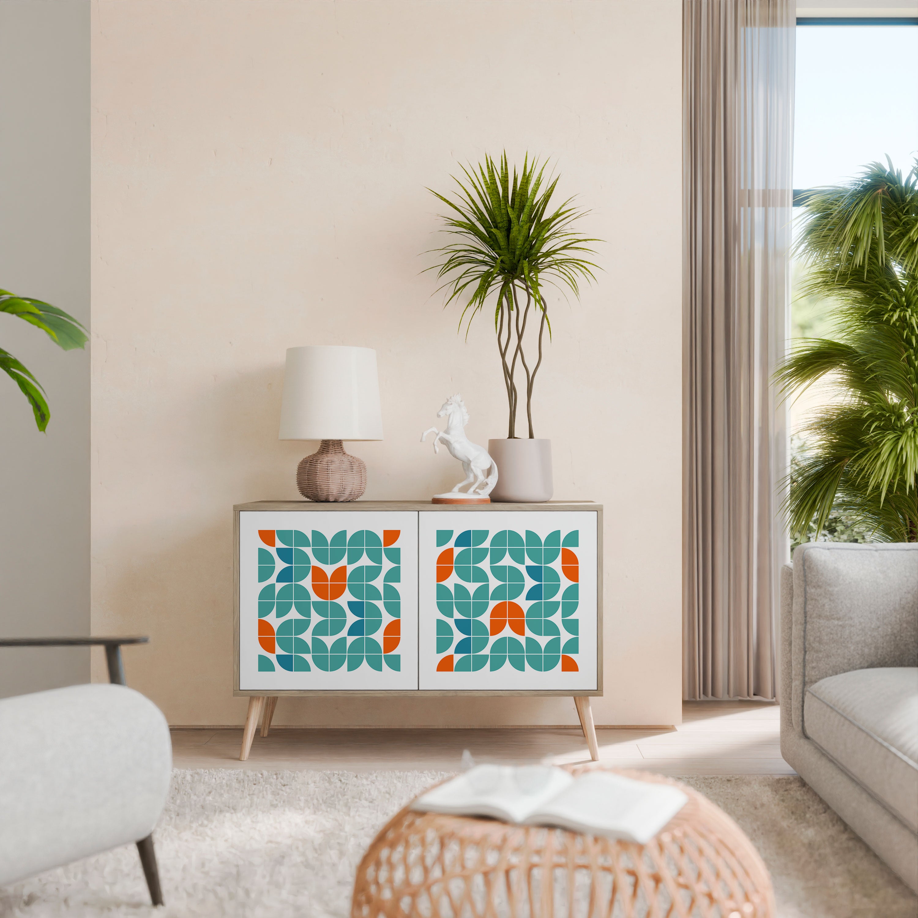 Aparador de 2 puertas BE THE CHANGE con efecto roble