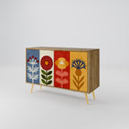 SCANDIC FLOWERET Aparador de 2 Puertas en Efecto Roble