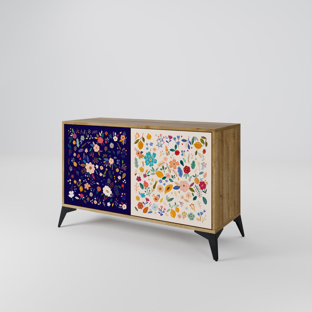 FLORAL COMBINATION 2-Door Sideboard in Oak Effect