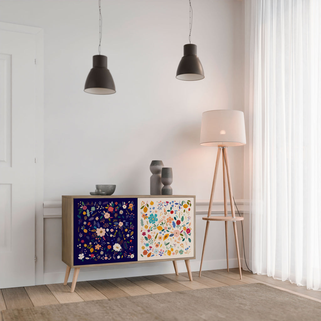 FLORAL COMBINATION 2-Door Sideboard in Oak Effect