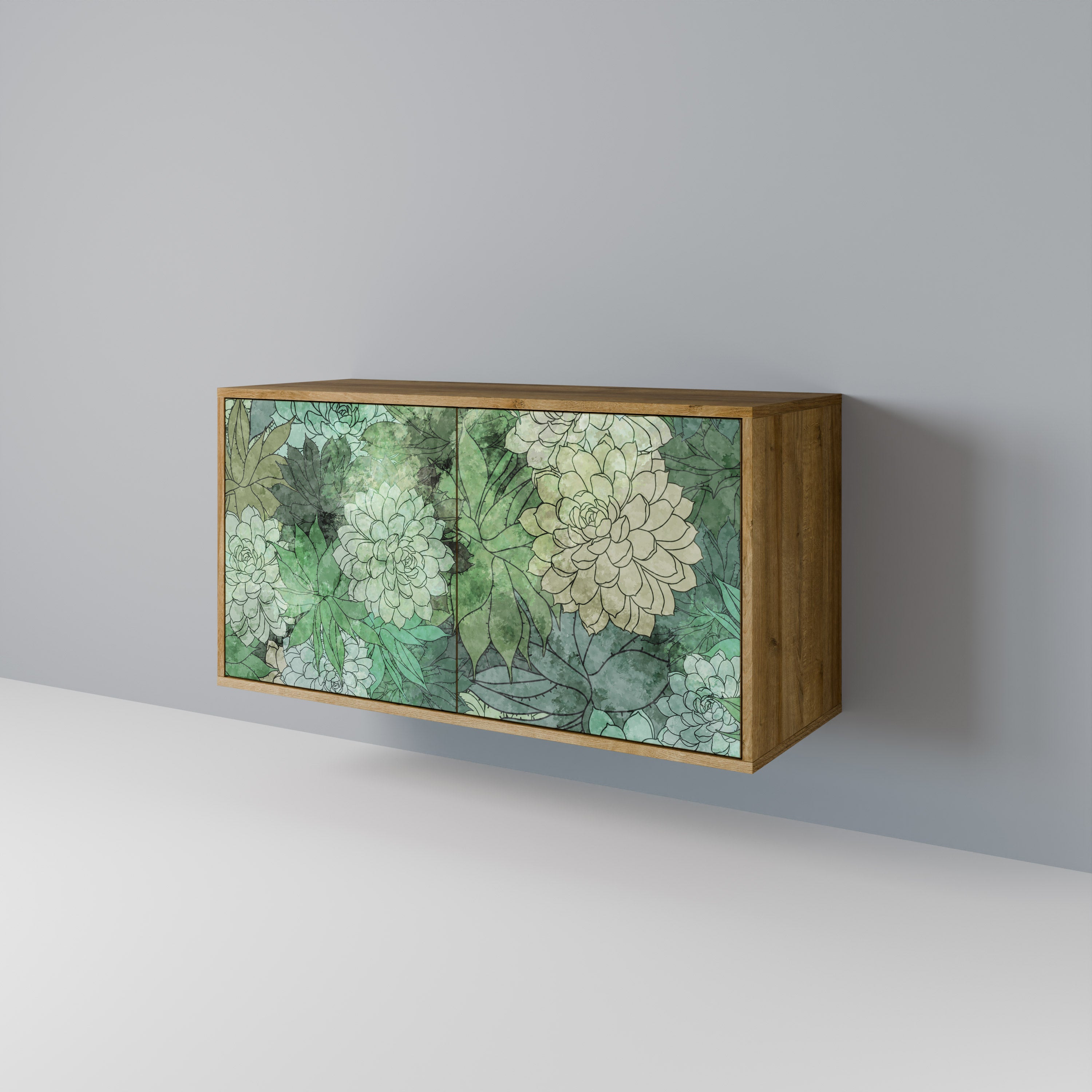 Aparador de 2 puertas SUCCULENT CLUSTER con efecto roble