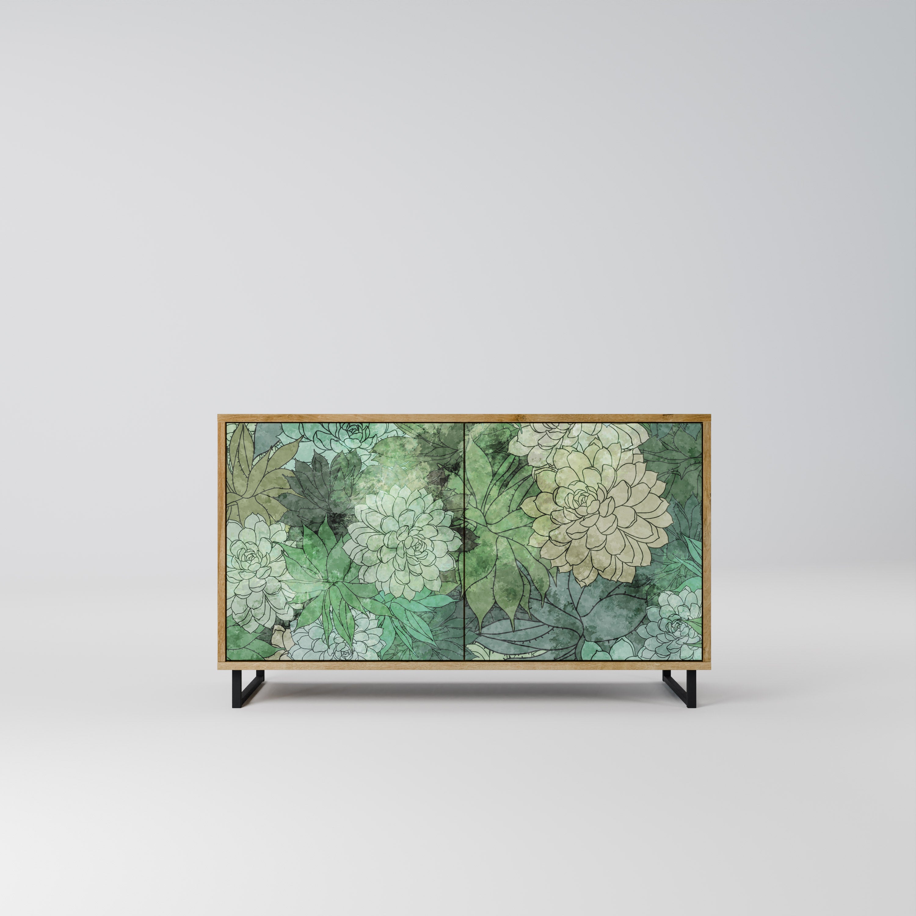 Aparador de 2 puertas SUCCULENT CLUSTER con efecto roble