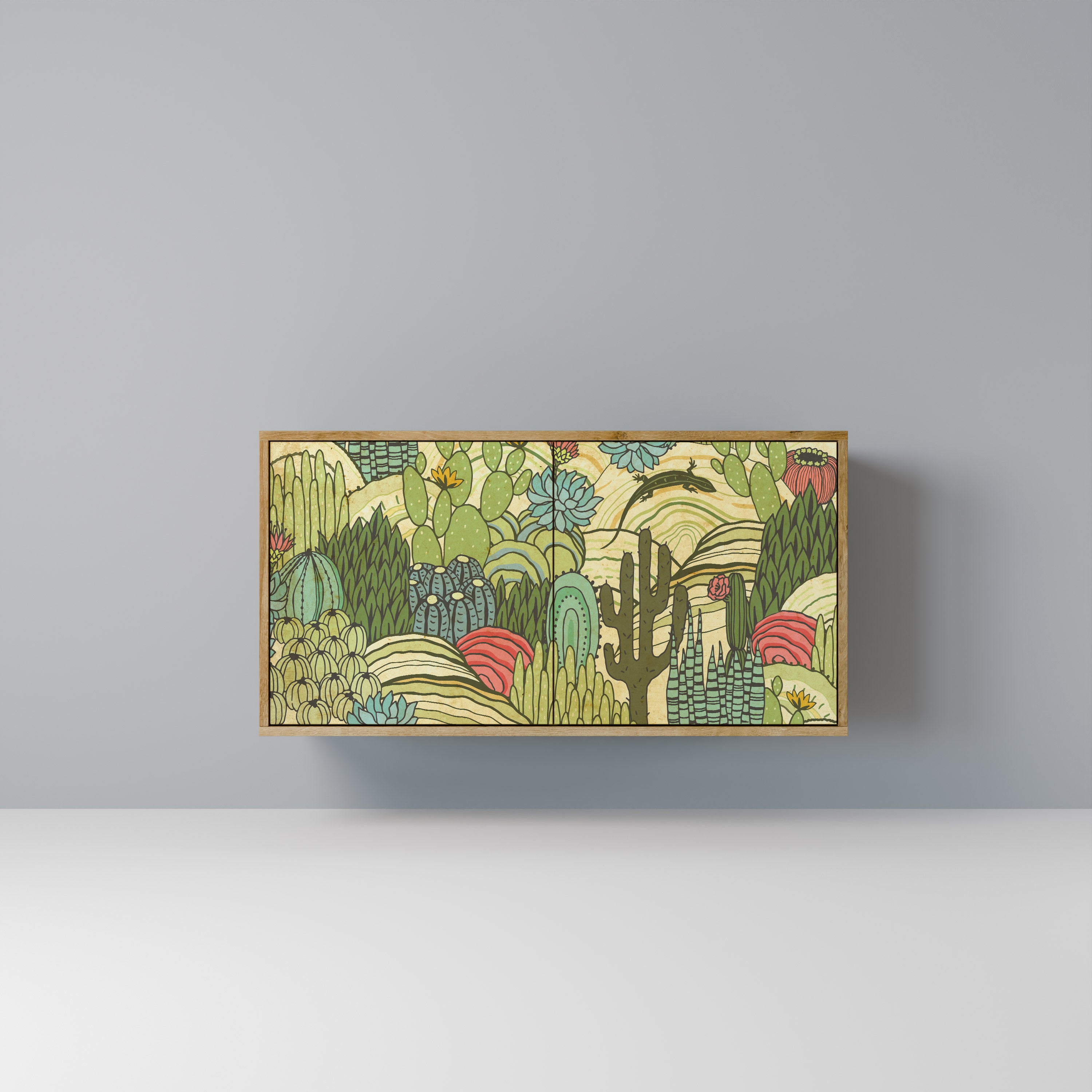 Aparador de 2 puertas SUCCULENTS KALEIDOSCOPE efecto roble