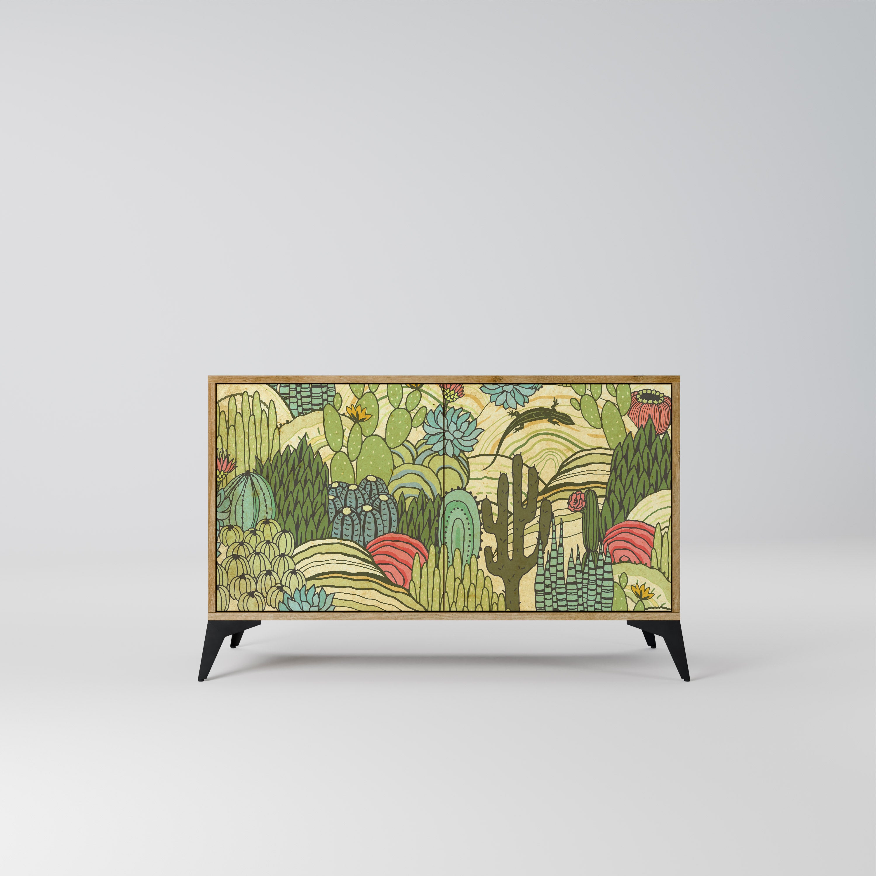 Aparador de 2 puertas SUCCULENTS KALEIDOSCOPE efecto roble