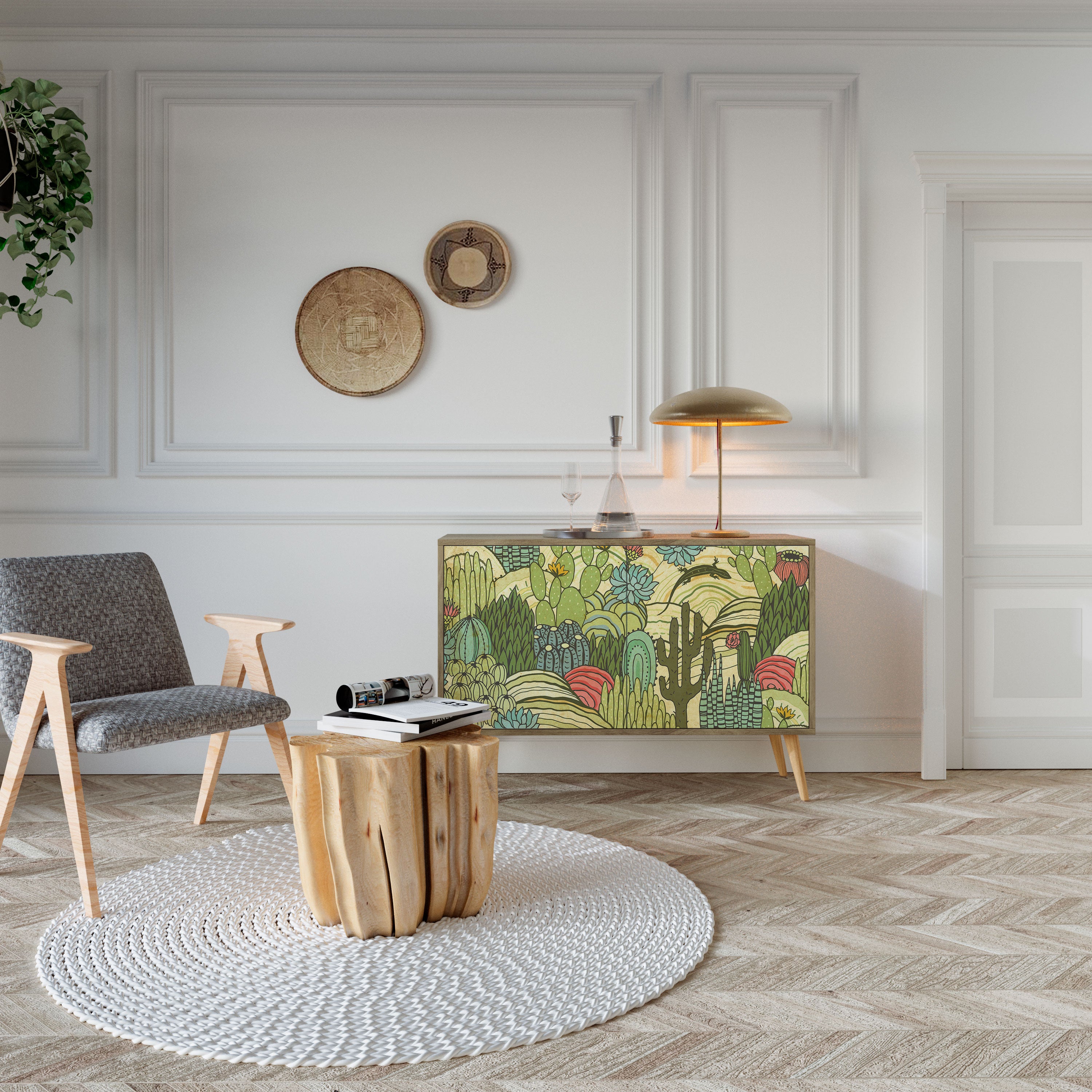 Aparador de 2 puertas SUCCULENTS KALEIDOSCOPE efecto roble