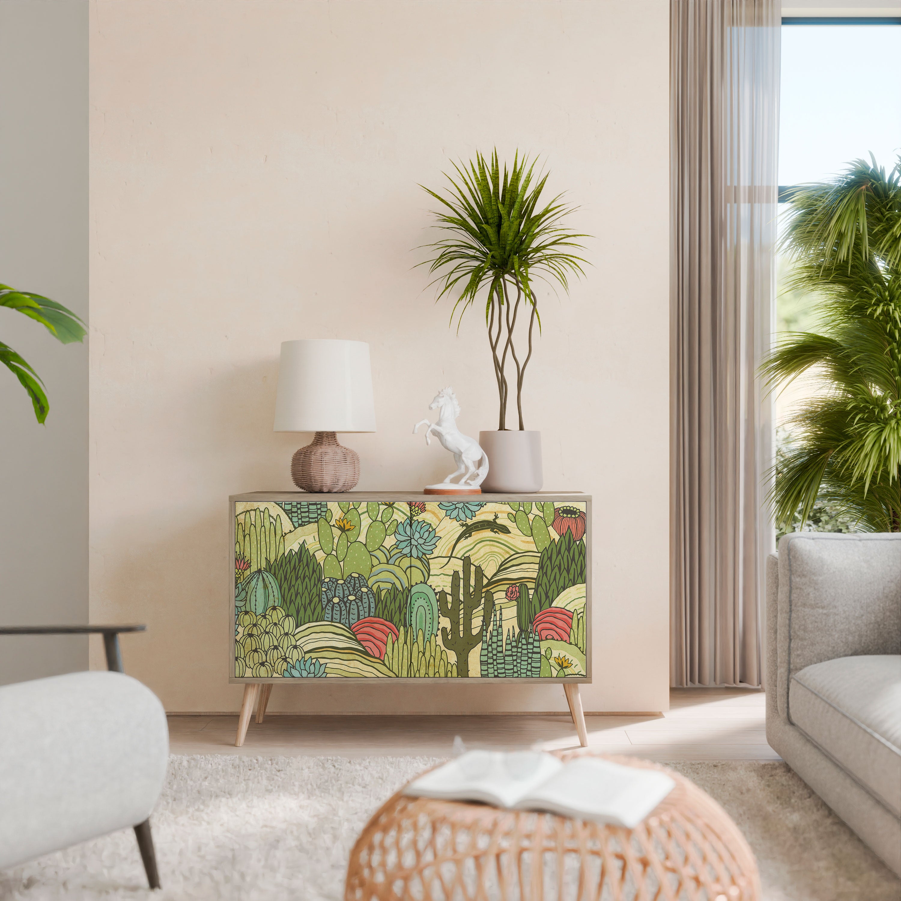 Aparador de 2 puertas SUCCULENTS KALEIDOSCOPE efecto roble