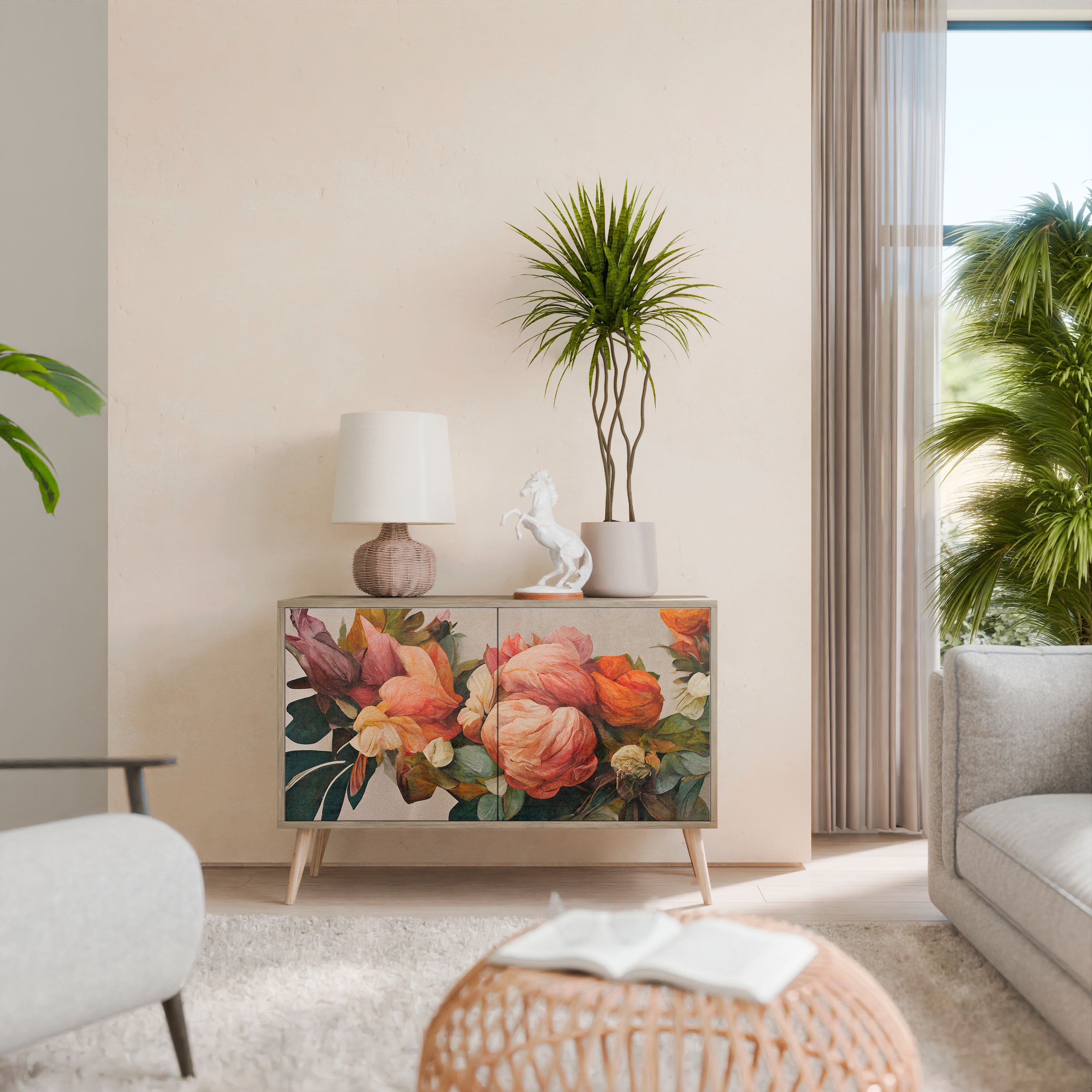 Aparador de 2 puertas STYLISH BEAUTY con efecto roble