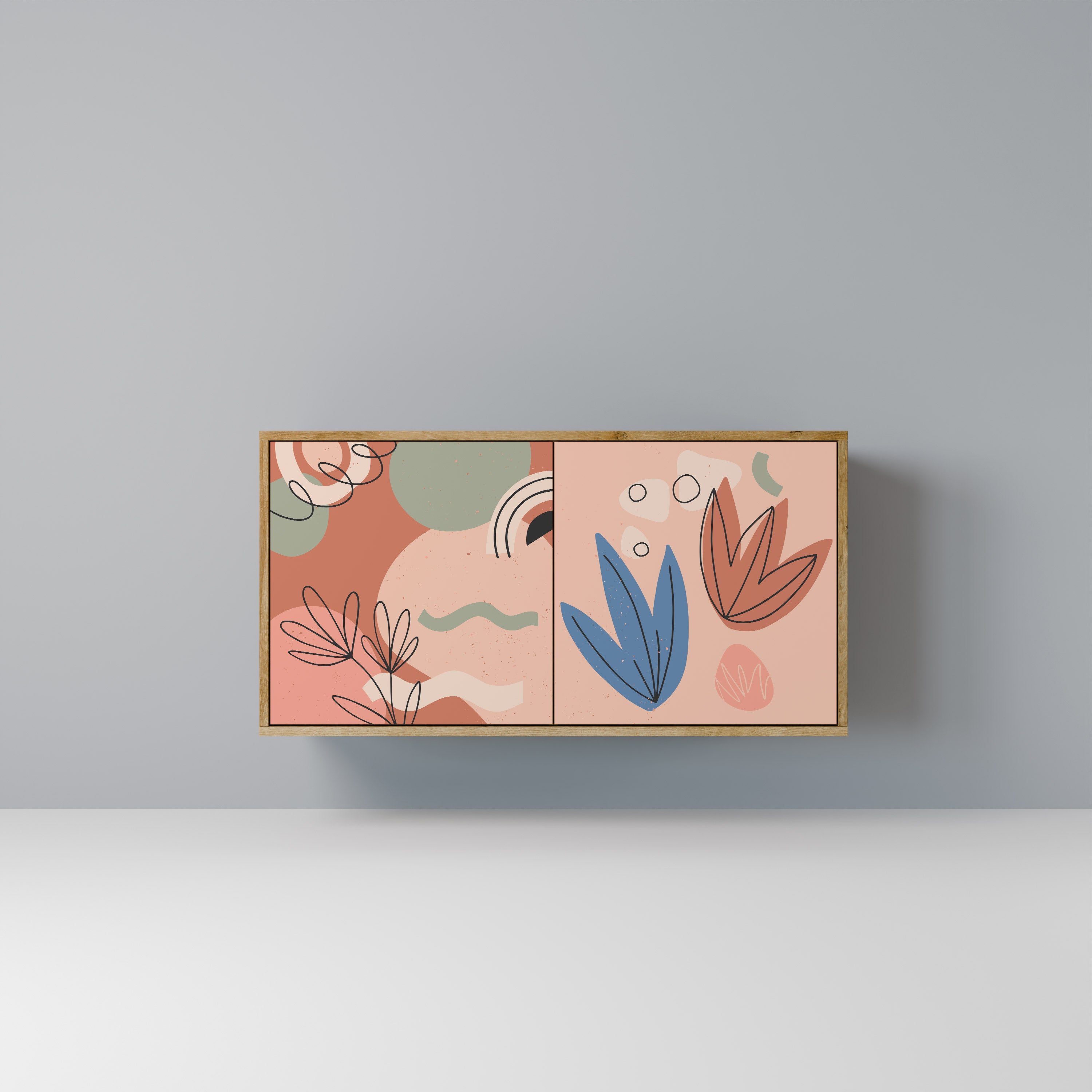 Aparador PASTEL DESTINY de 2 puertas efecto roble