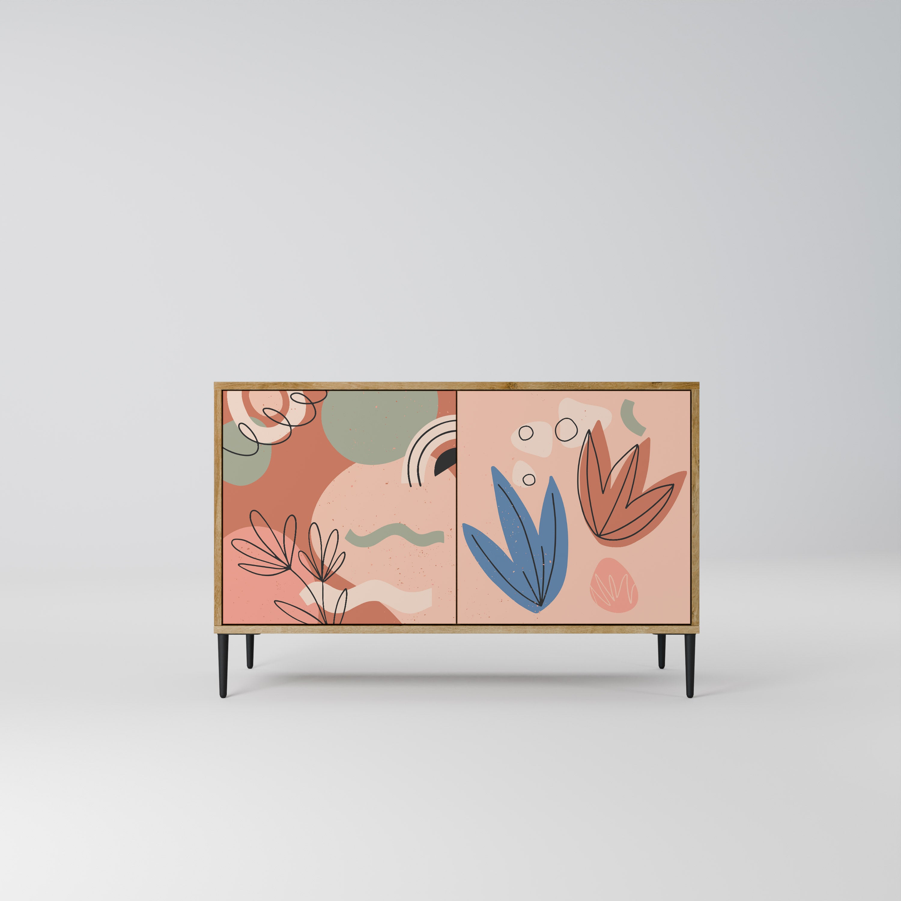 Aparador PASTEL DESTINY de 2 puertas efecto roble