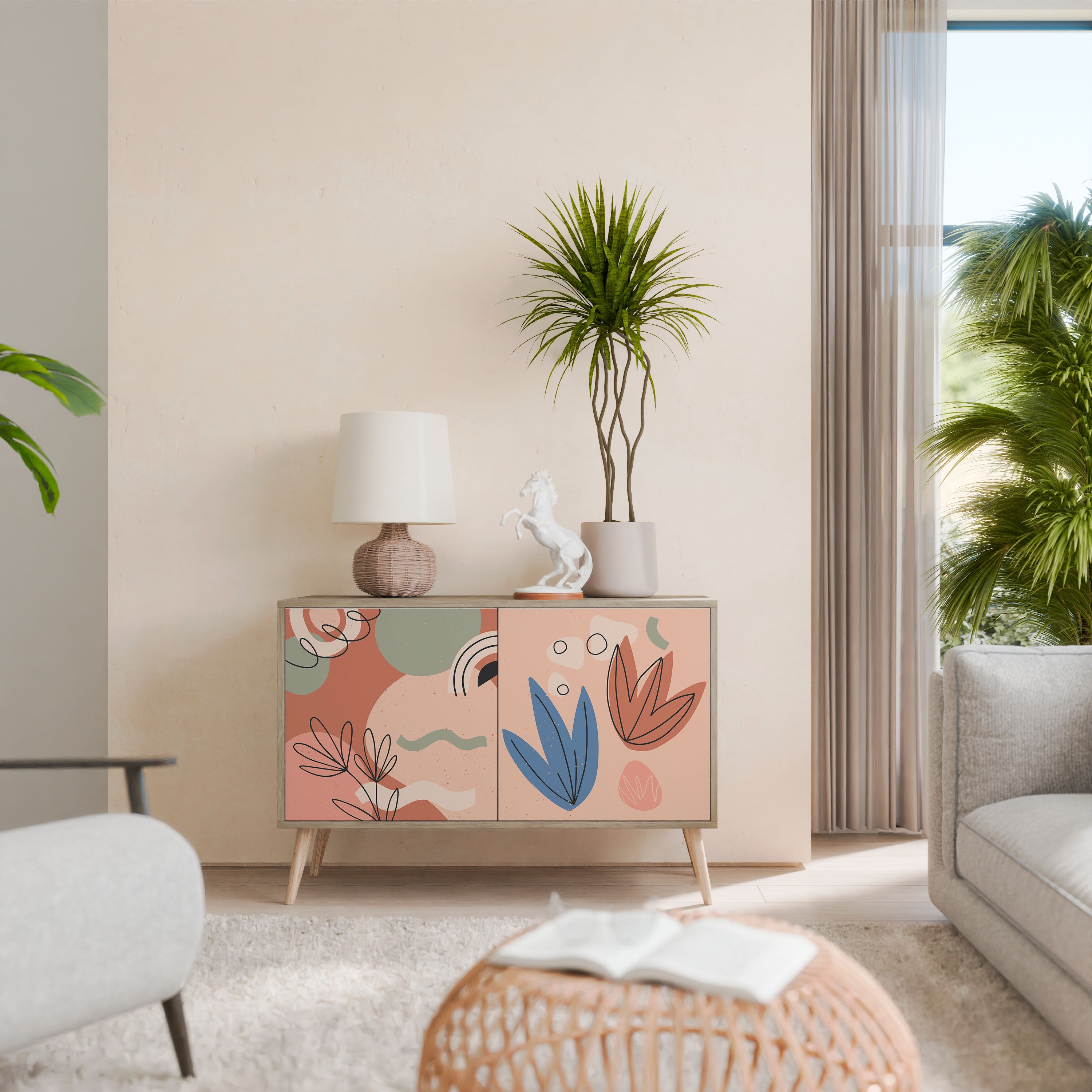 Aparador PASTEL DESTINY de 2 puertas efecto roble