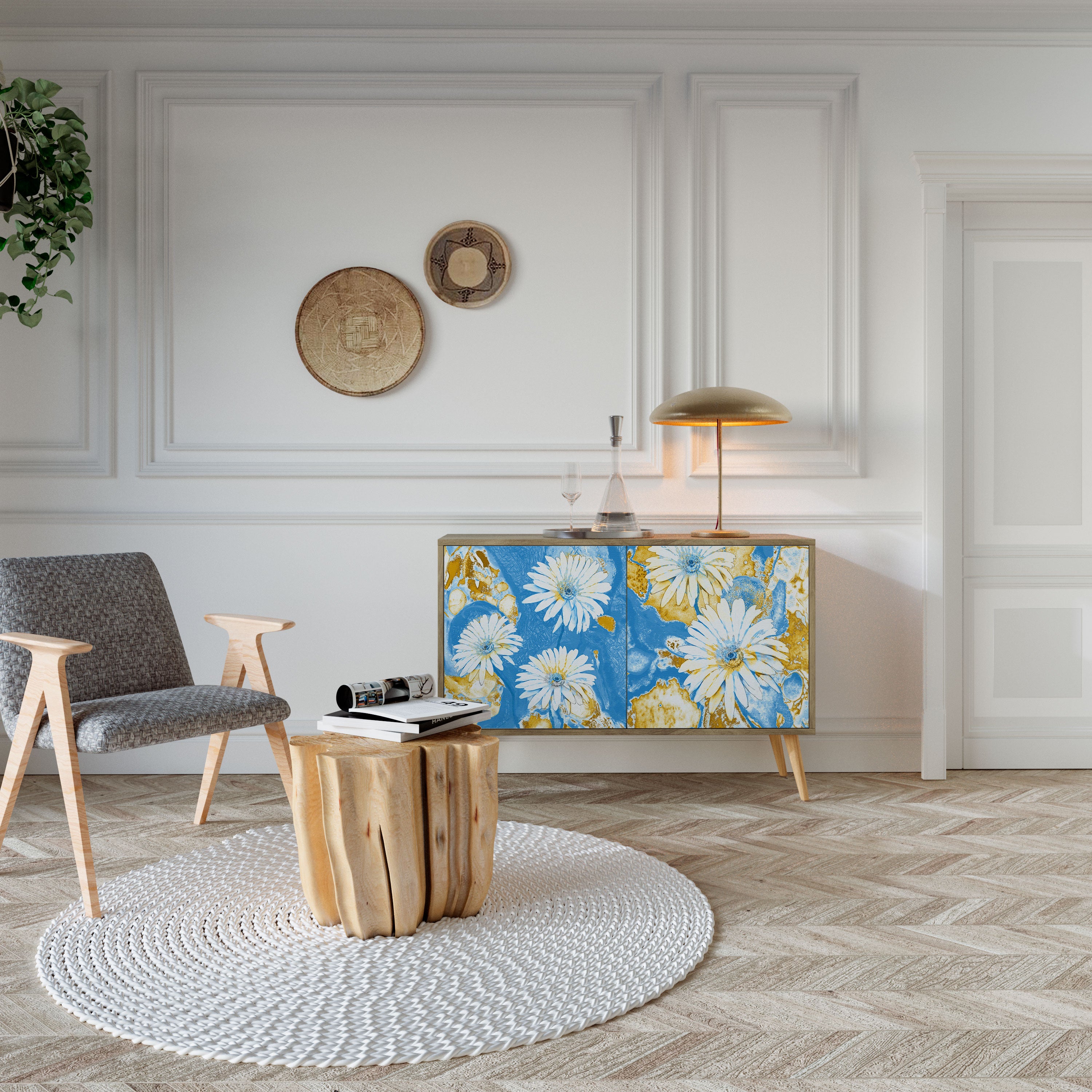 Aparador DAISY LUXE de 2 puertas con efecto roble