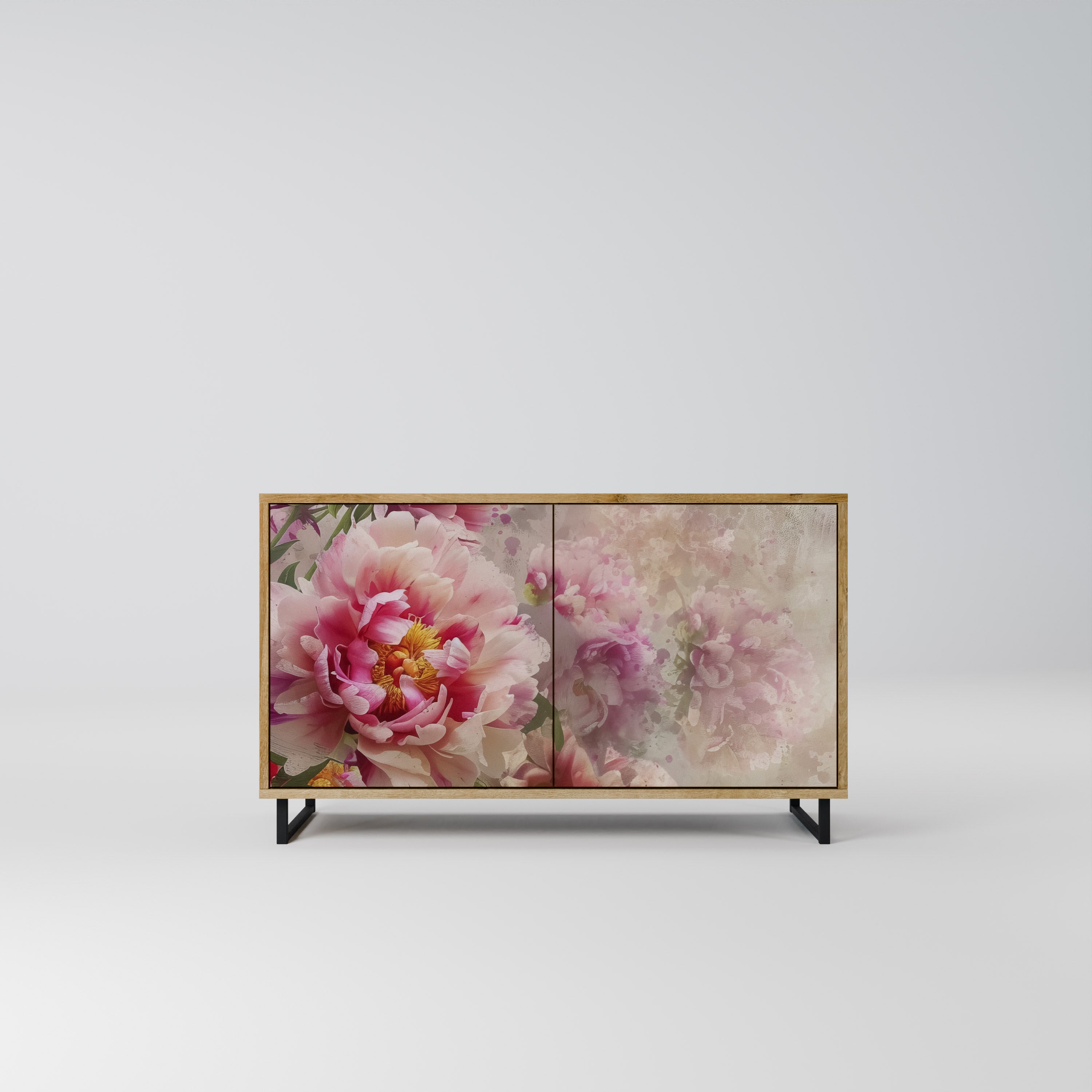 Aparador de 2 puertas PEONY WHISPER con efecto roble