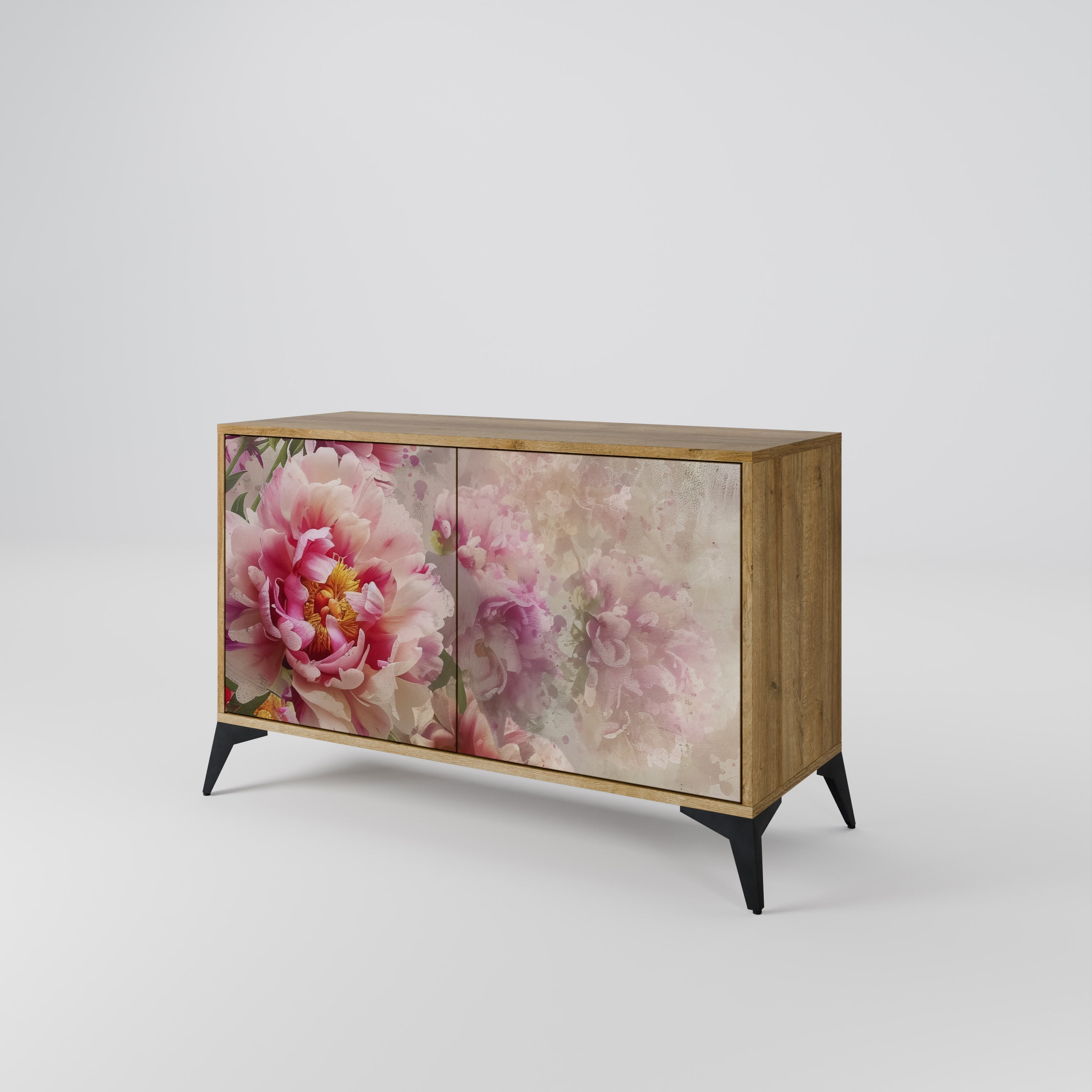 Aparador de 2 puertas PEONY WHISPER con efecto roble