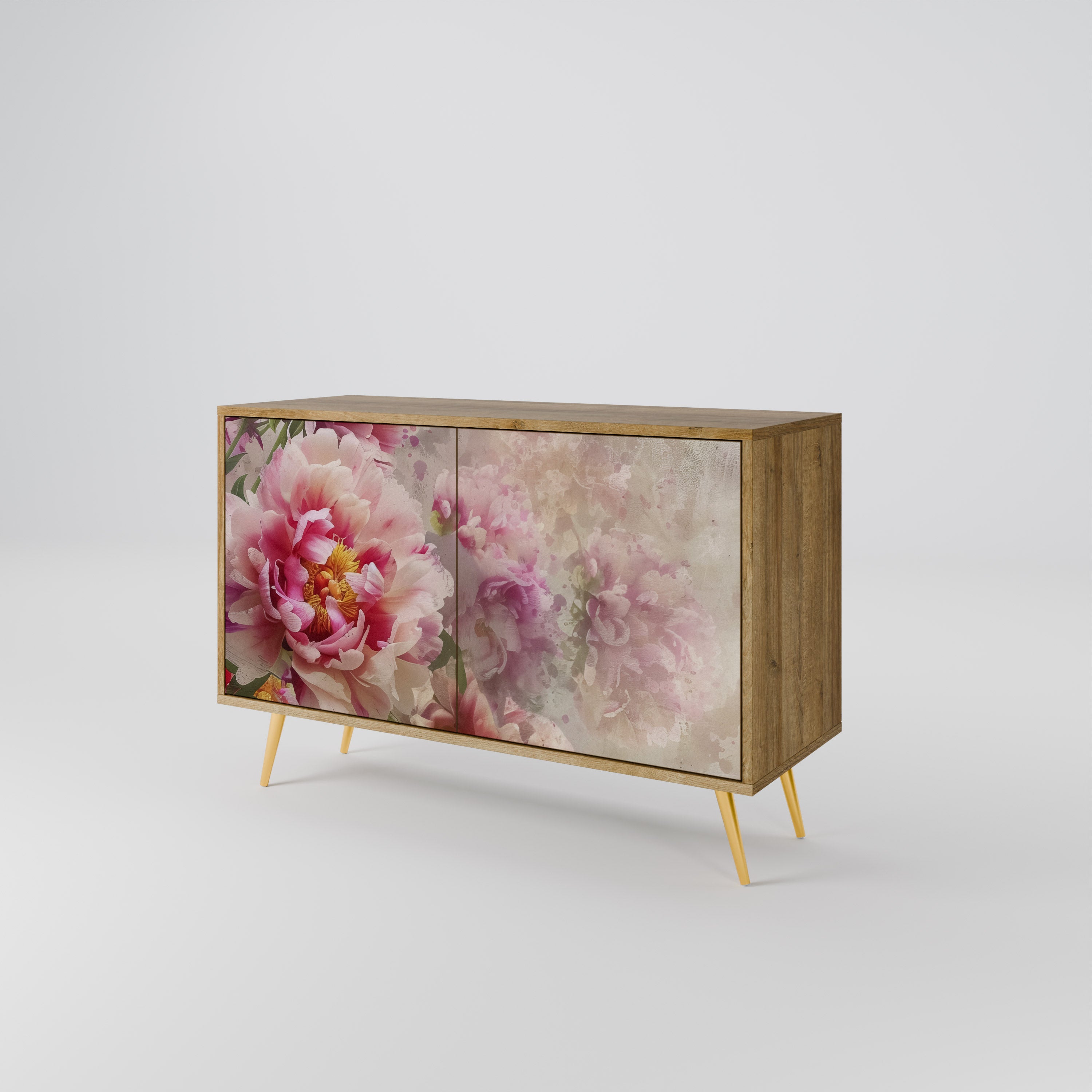 Aparador de 2 puertas PEONY WHISPER con efecto roble