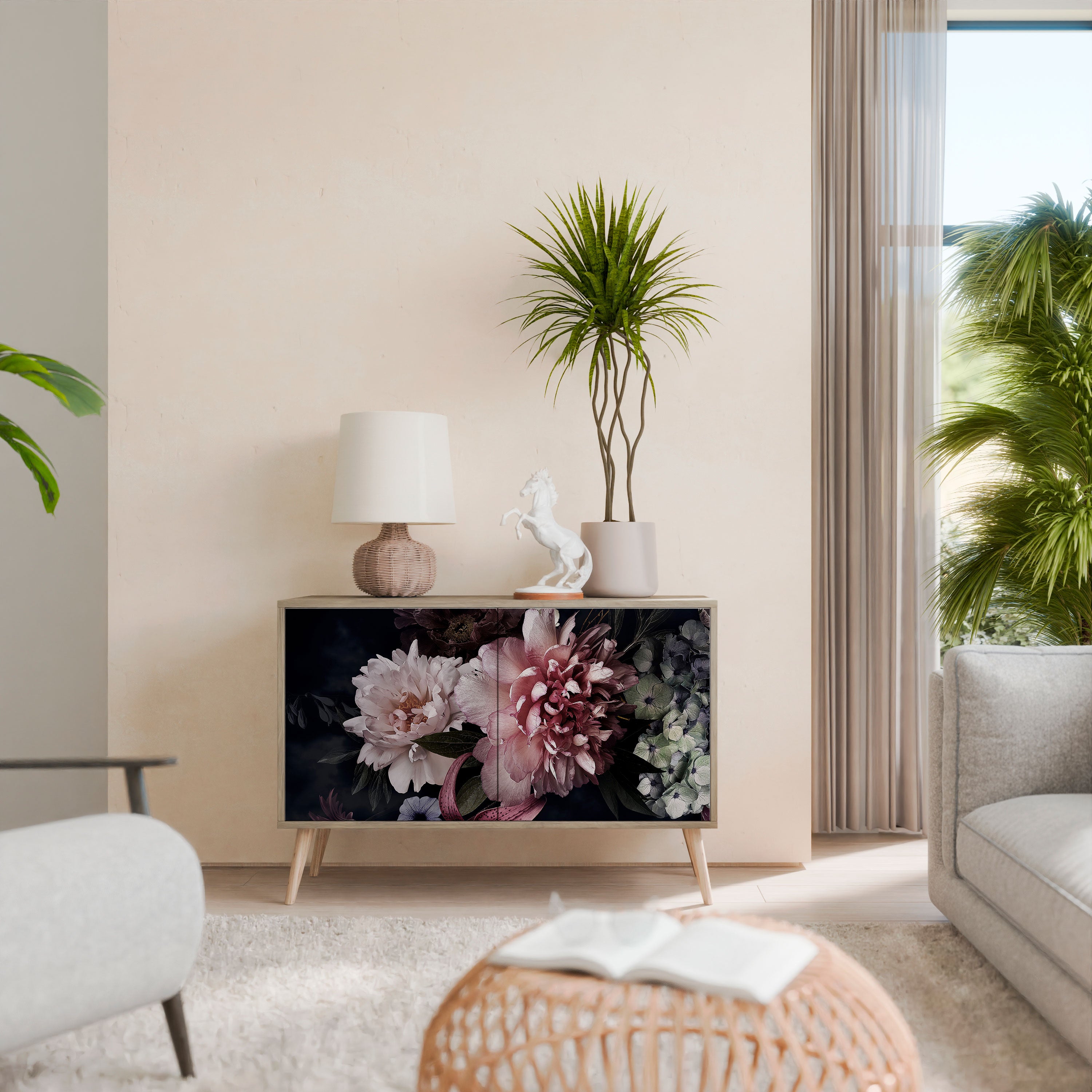 Aparador de 2 puertas PURE BLOSSOM con efecto roble