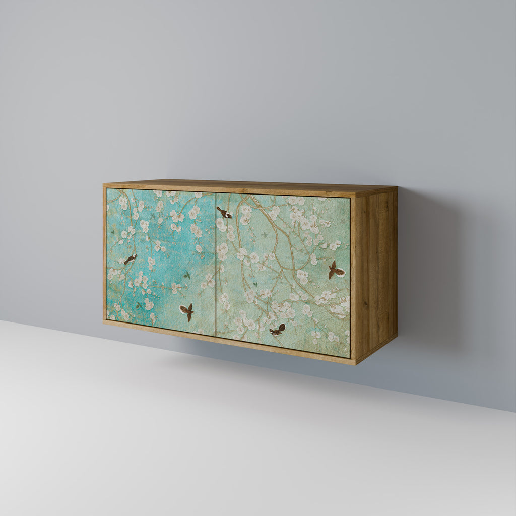 Aparador de 2 puertas BLOOMING CHARM con efecto roble