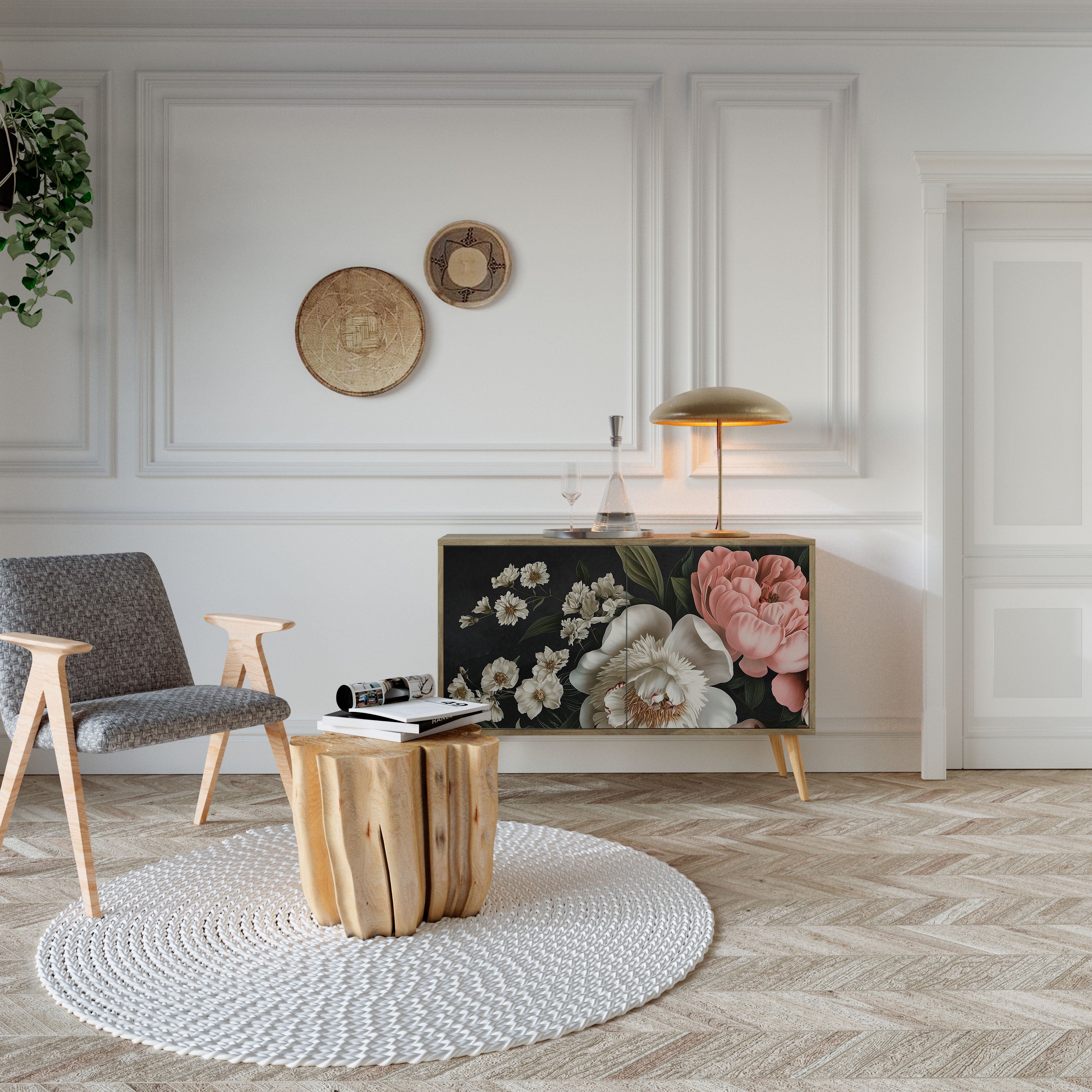 Aparador de 2 puertas LUSH ELEGANCE con efecto roble