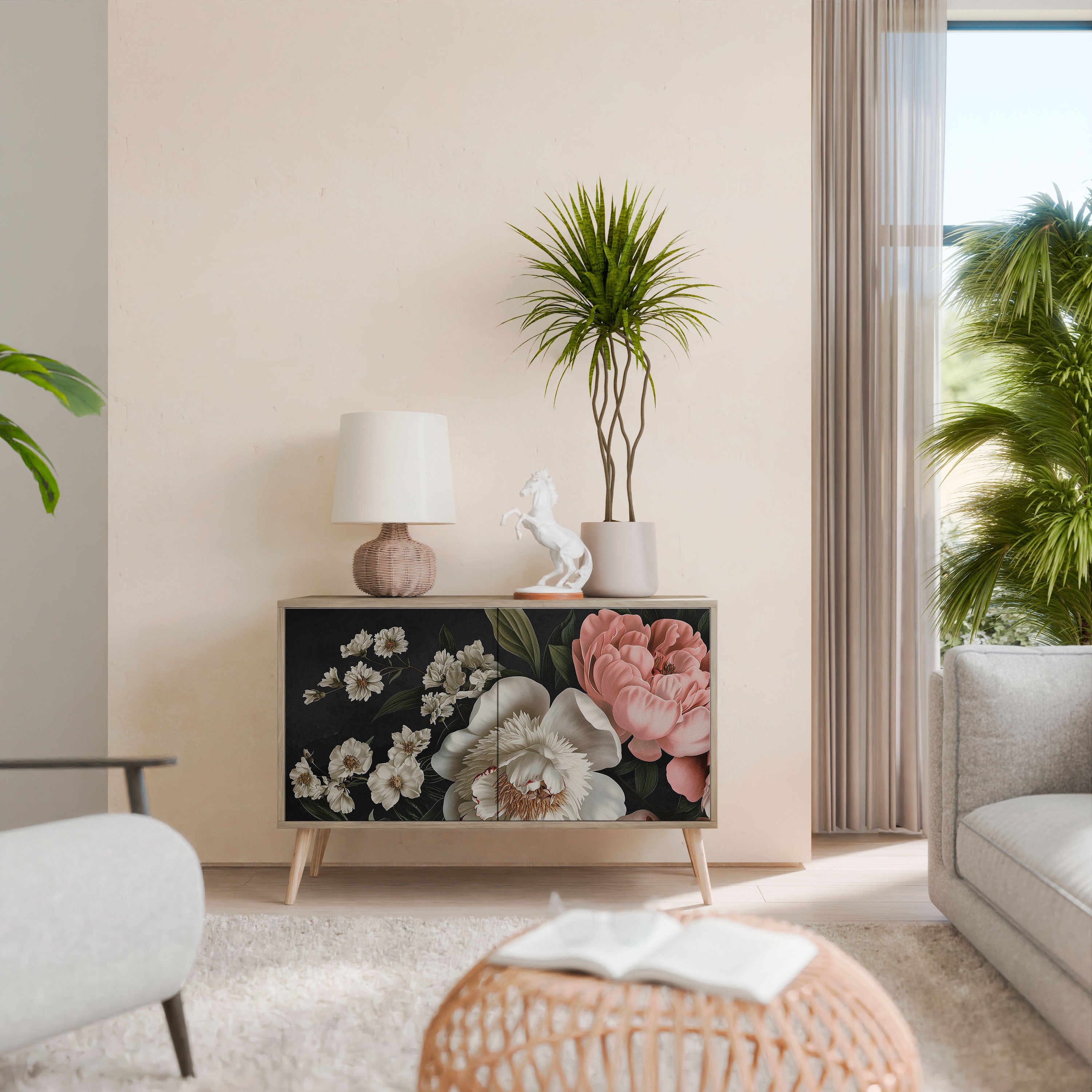 Aparador de 2 puertas LUSH ELEGANCE con efecto roble