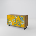 Aparador de 2 puertas YELLOW CHINOISERIE con efecto roble