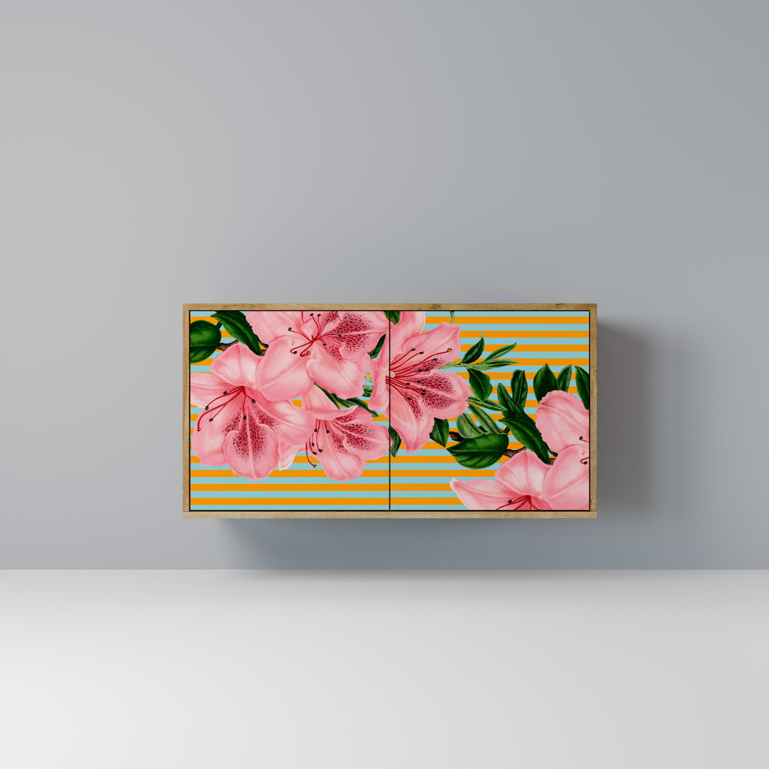 Aparador de 2 puertas FRAGILE BEAUTY con efecto roble