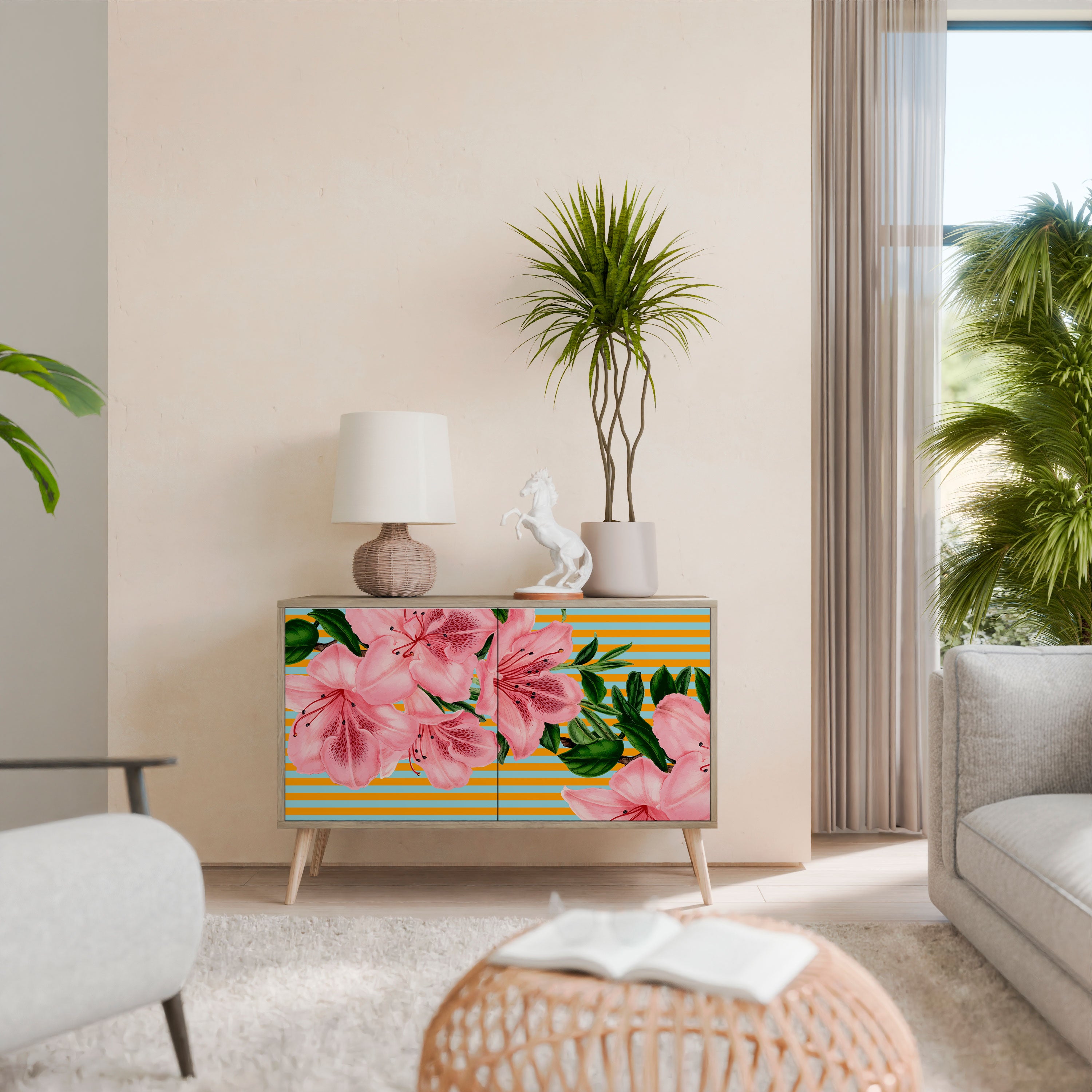 Aparador de 2 puertas FRAGILE BEAUTY con efecto roble