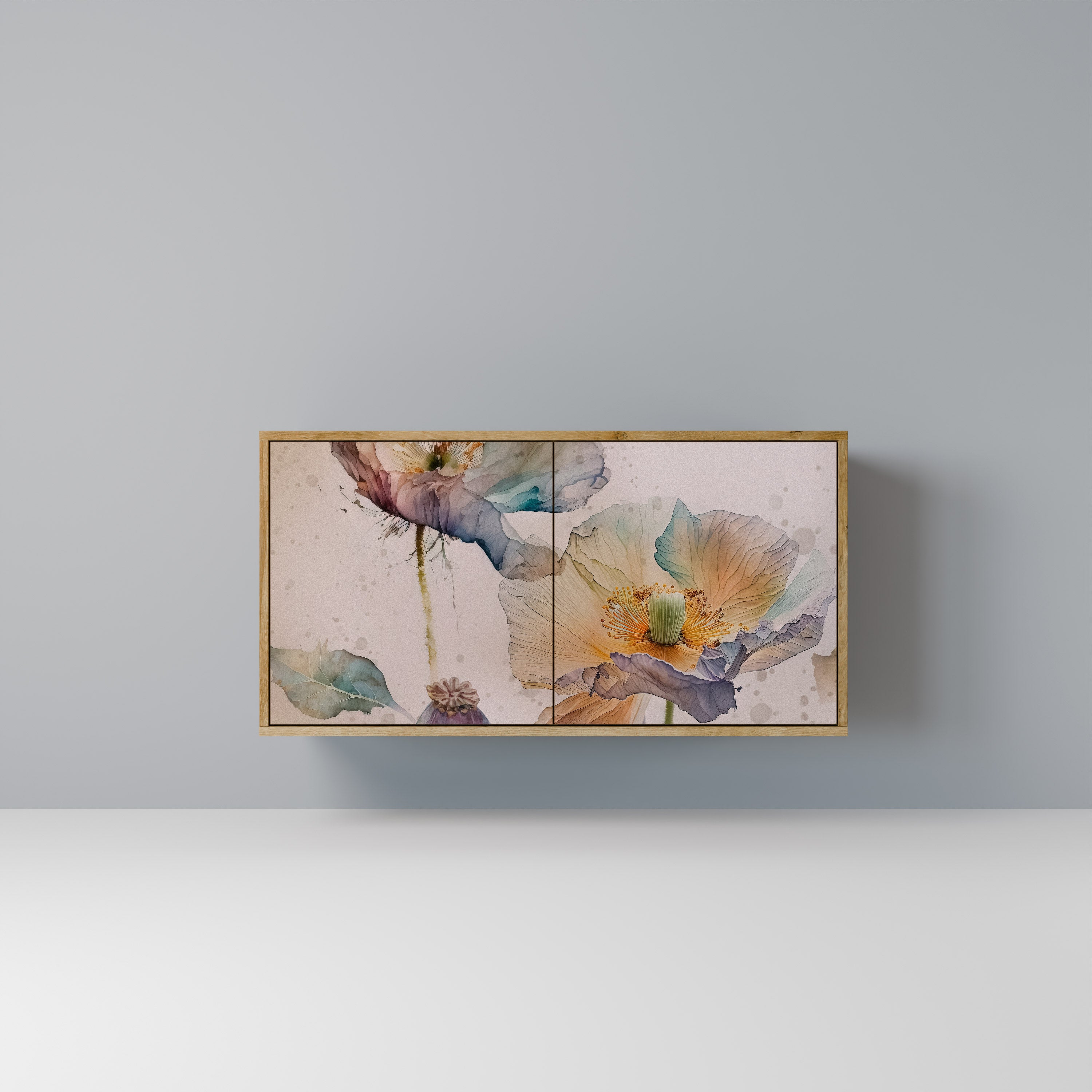 Aparador SOFTEN POPPY de 2 puertas con efecto roble