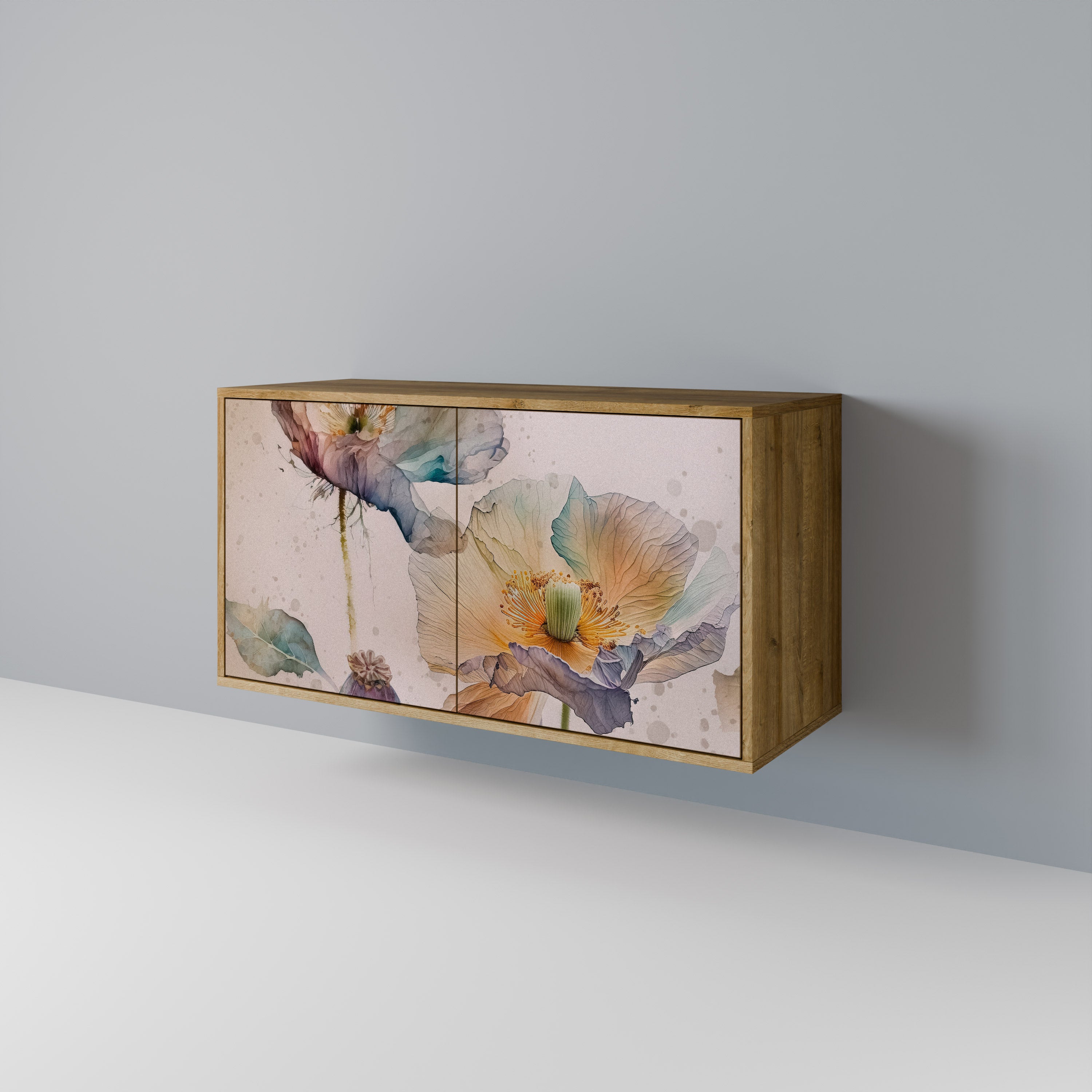 Aparador SOFTEN POPPY de 2 puertas con efecto roble