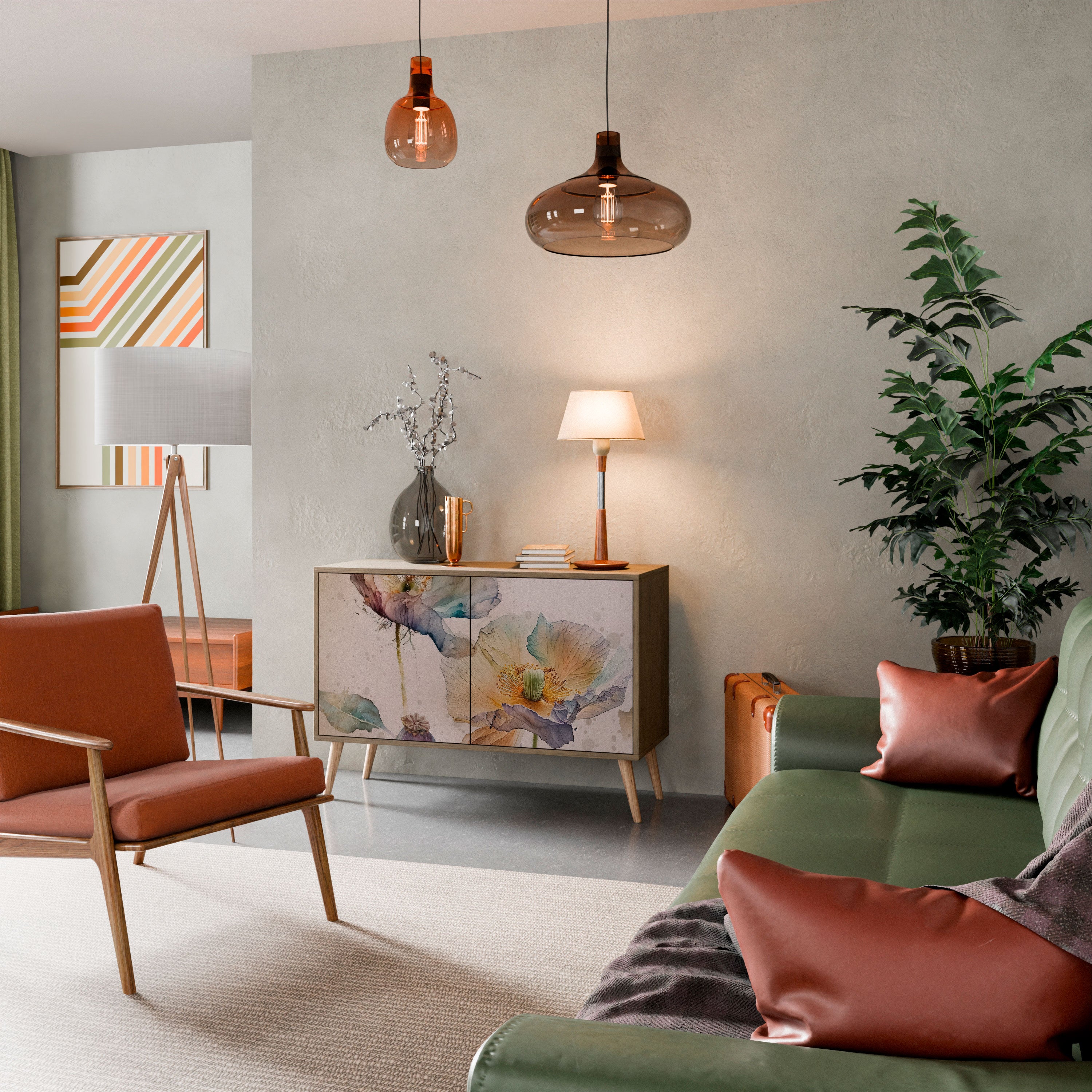 Aparador SOFTEN POPPY de 2 puertas con efecto roble