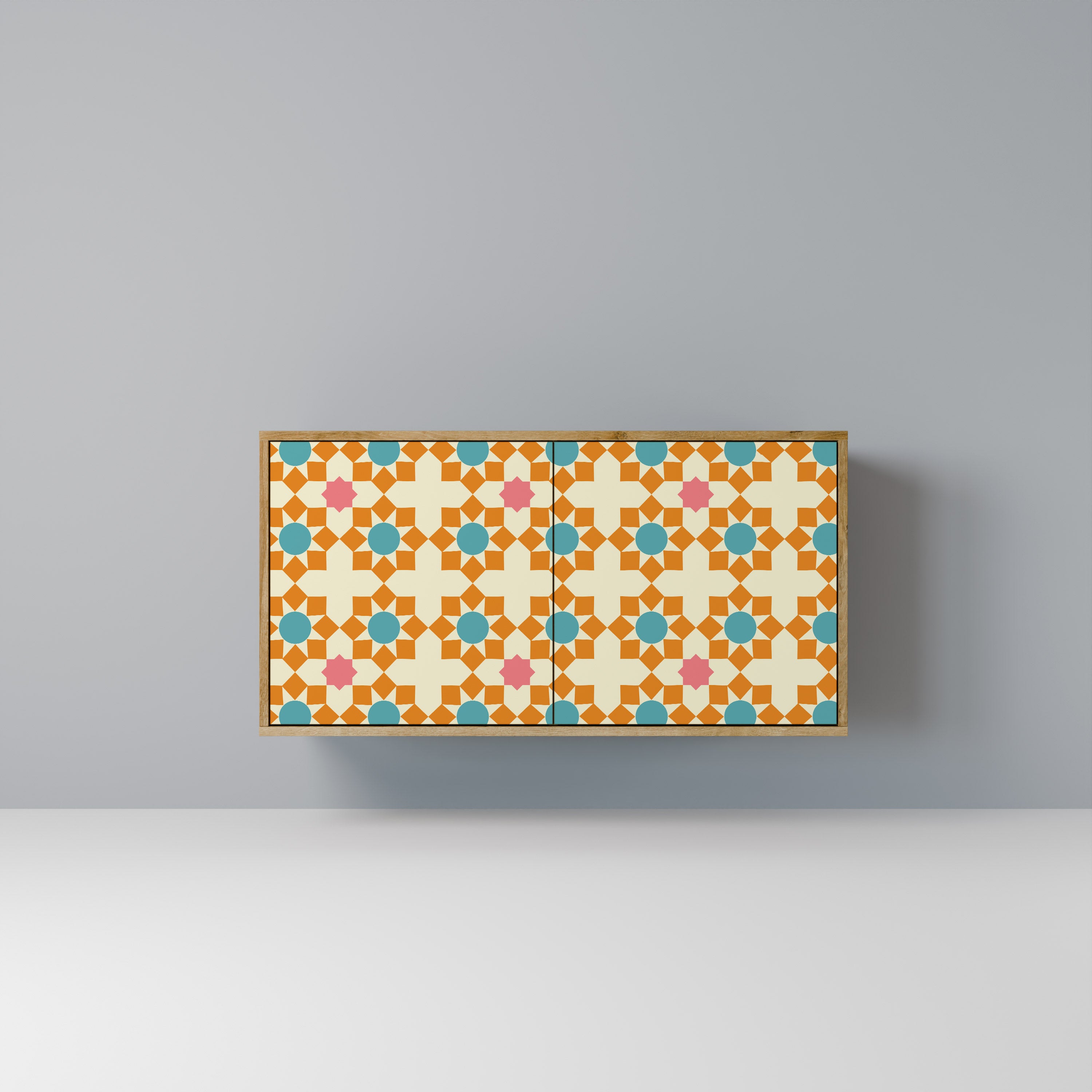 Aparador de 2 puertas FLORAL DECOR en efecto roble