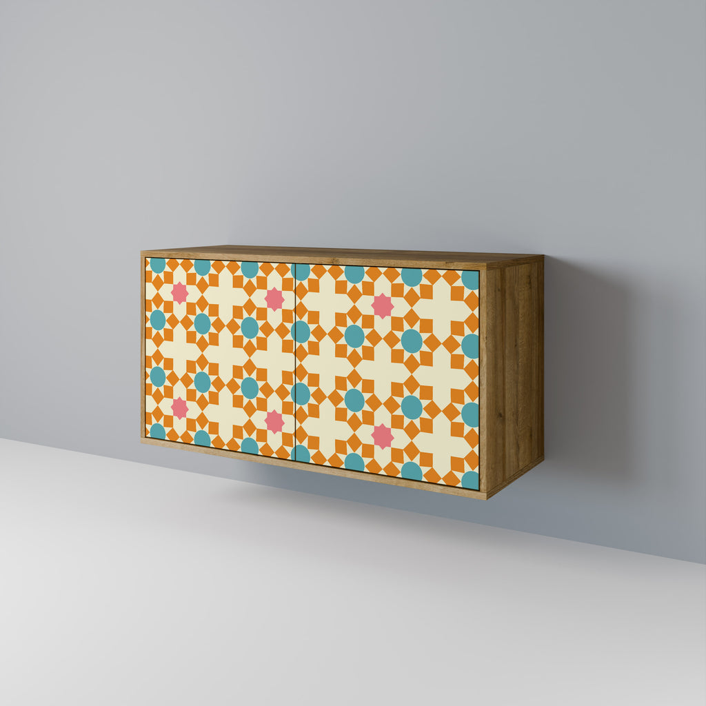 Aparador de 2 puertas FLORAL DECOR en efecto roble