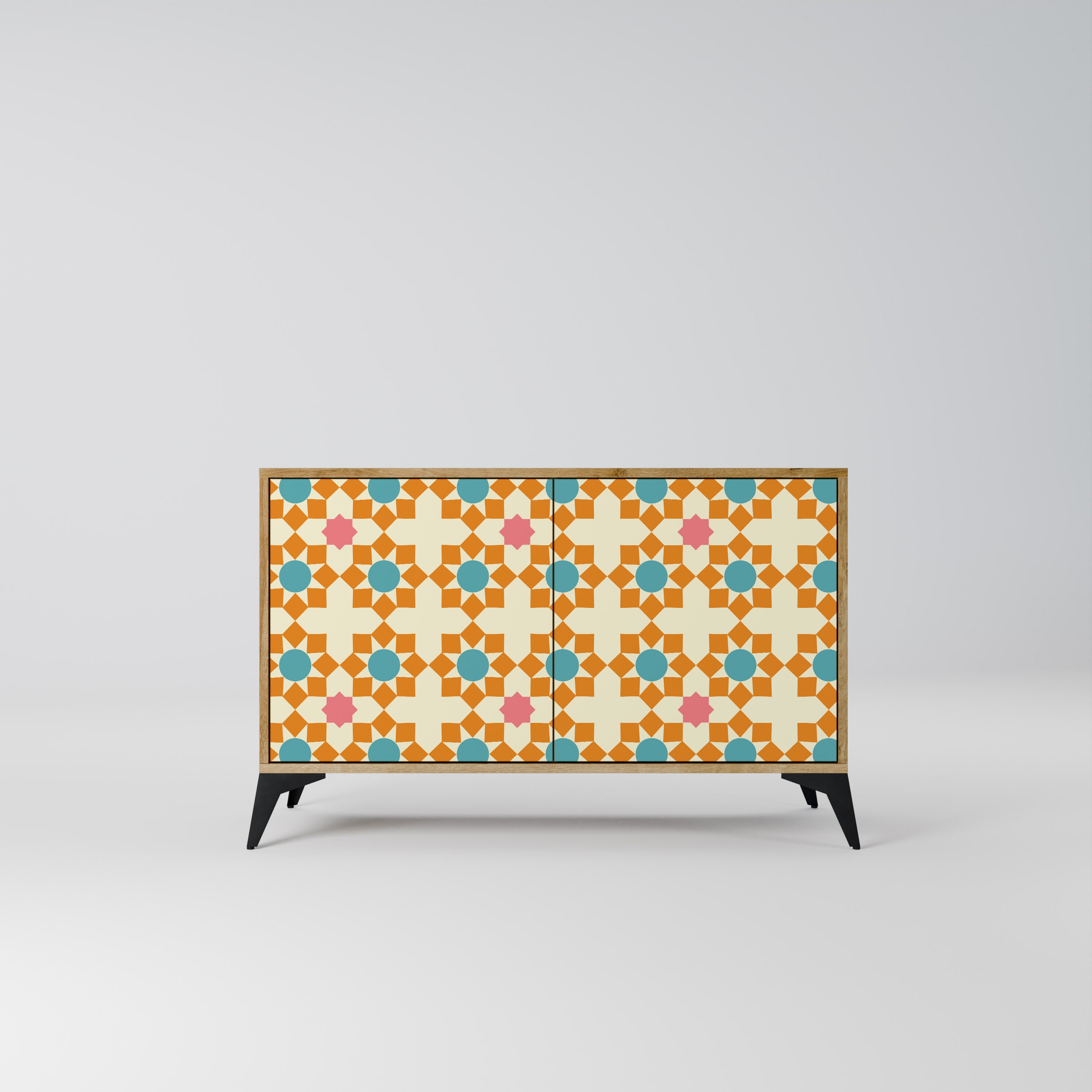 Aparador de 2 puertas FLORAL DECOR en efecto roble