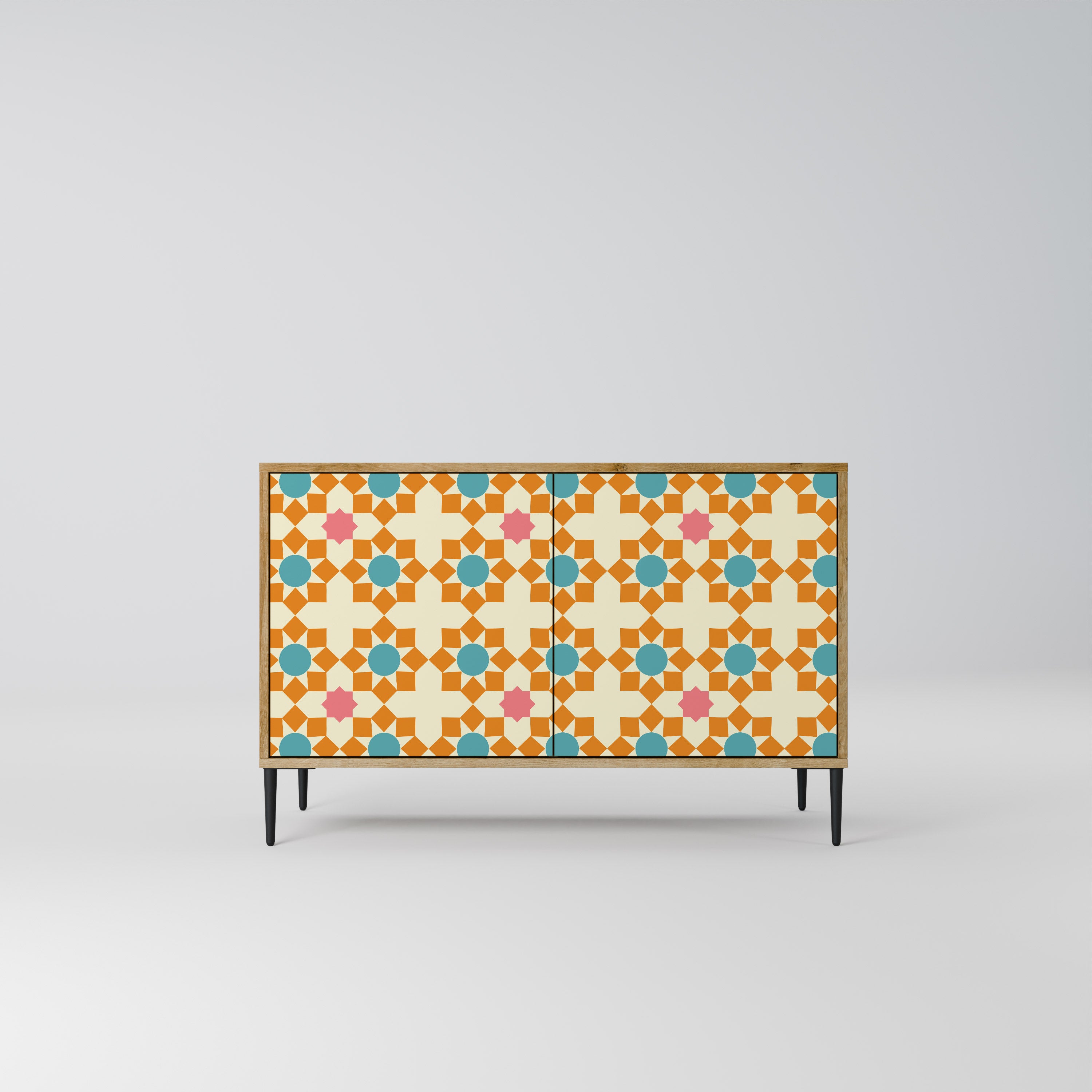 Aparador de 2 puertas FLORAL DECOR en efecto roble