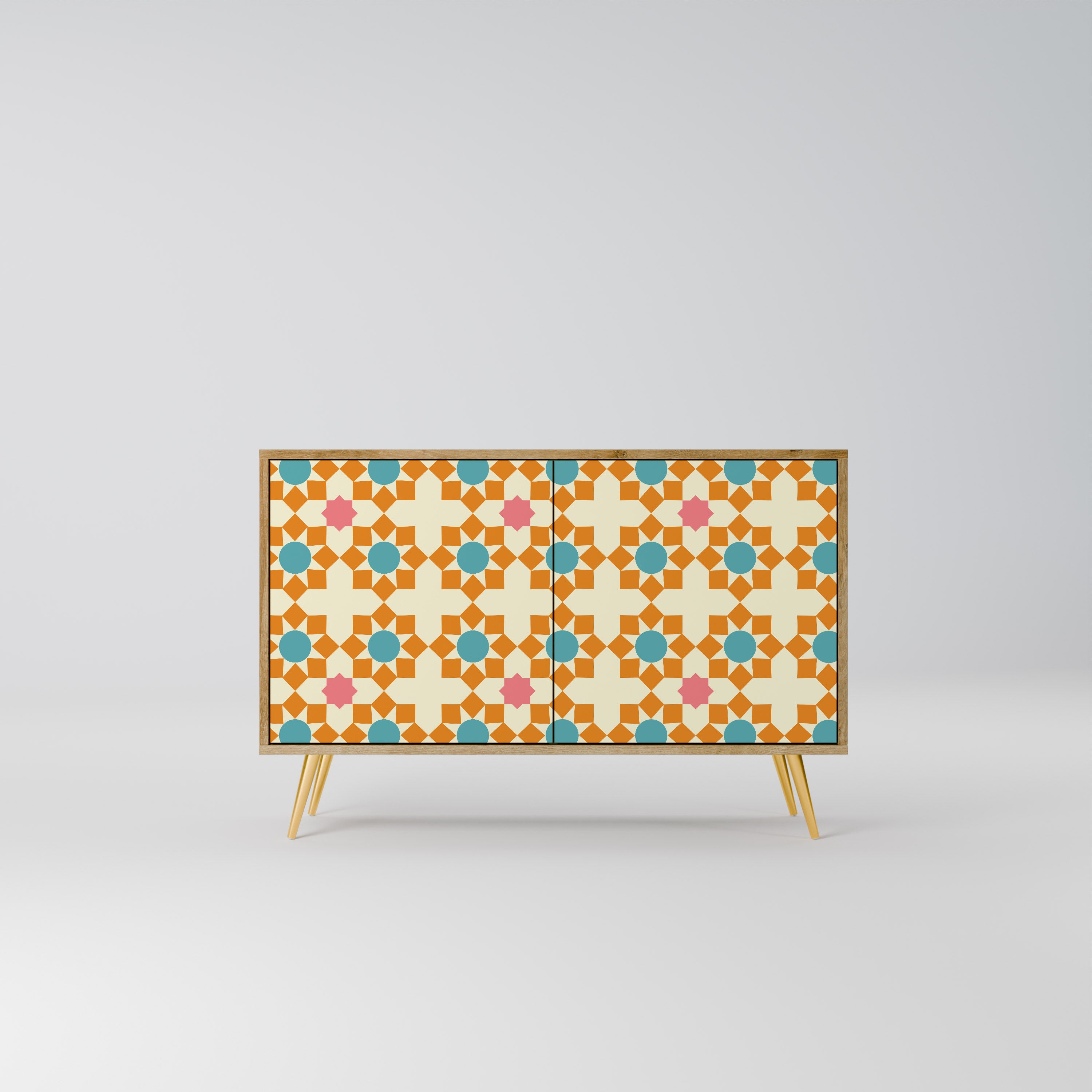 Aparador de 2 puertas FLORAL DECOR en efecto roble