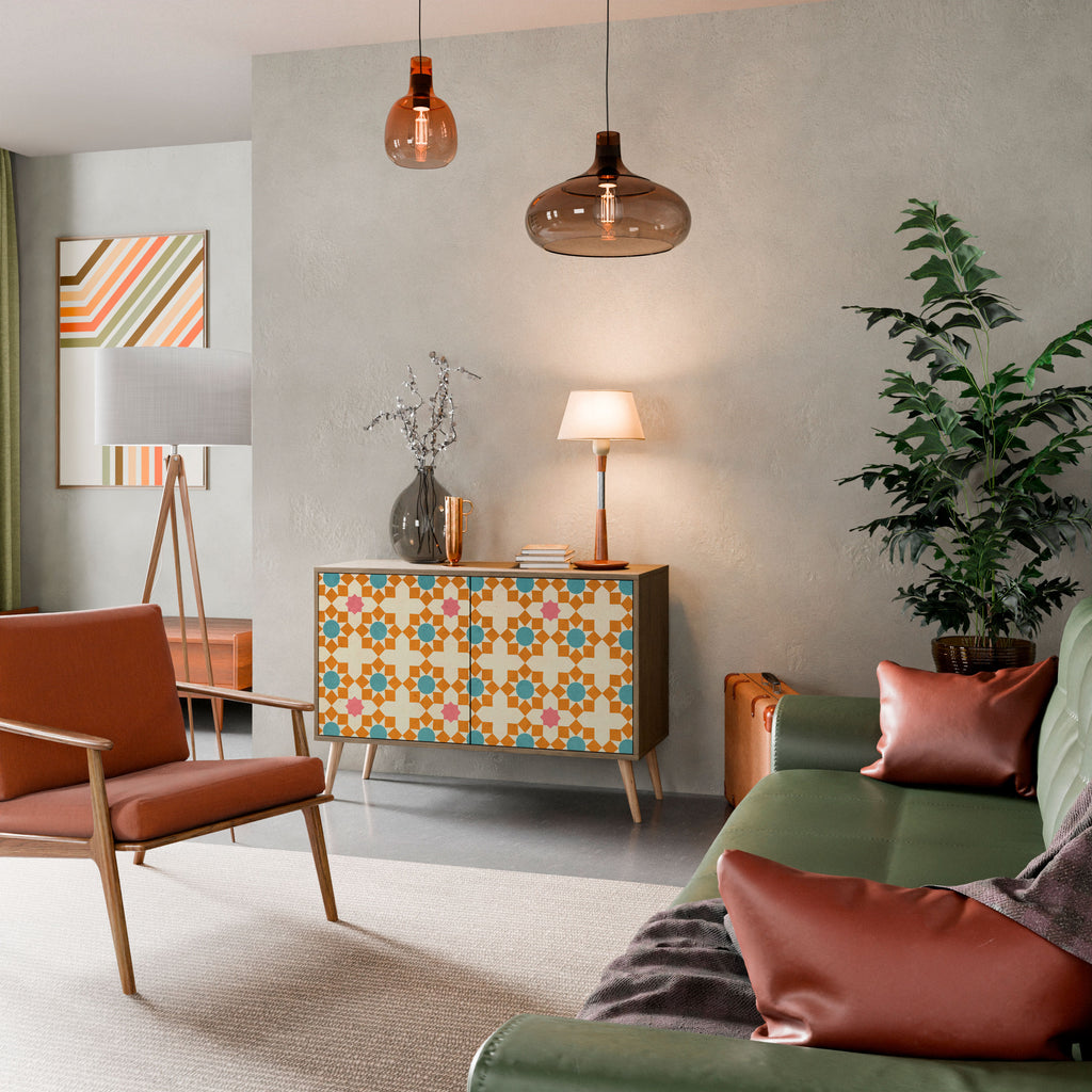 Aparador de 2 puertas FLORAL DECOR en efecto roble